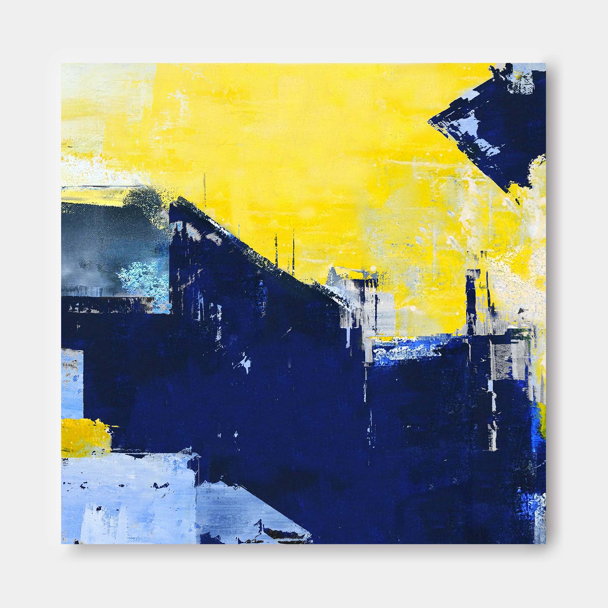 Wallart Bold Urban Skyline in Yellow Blue