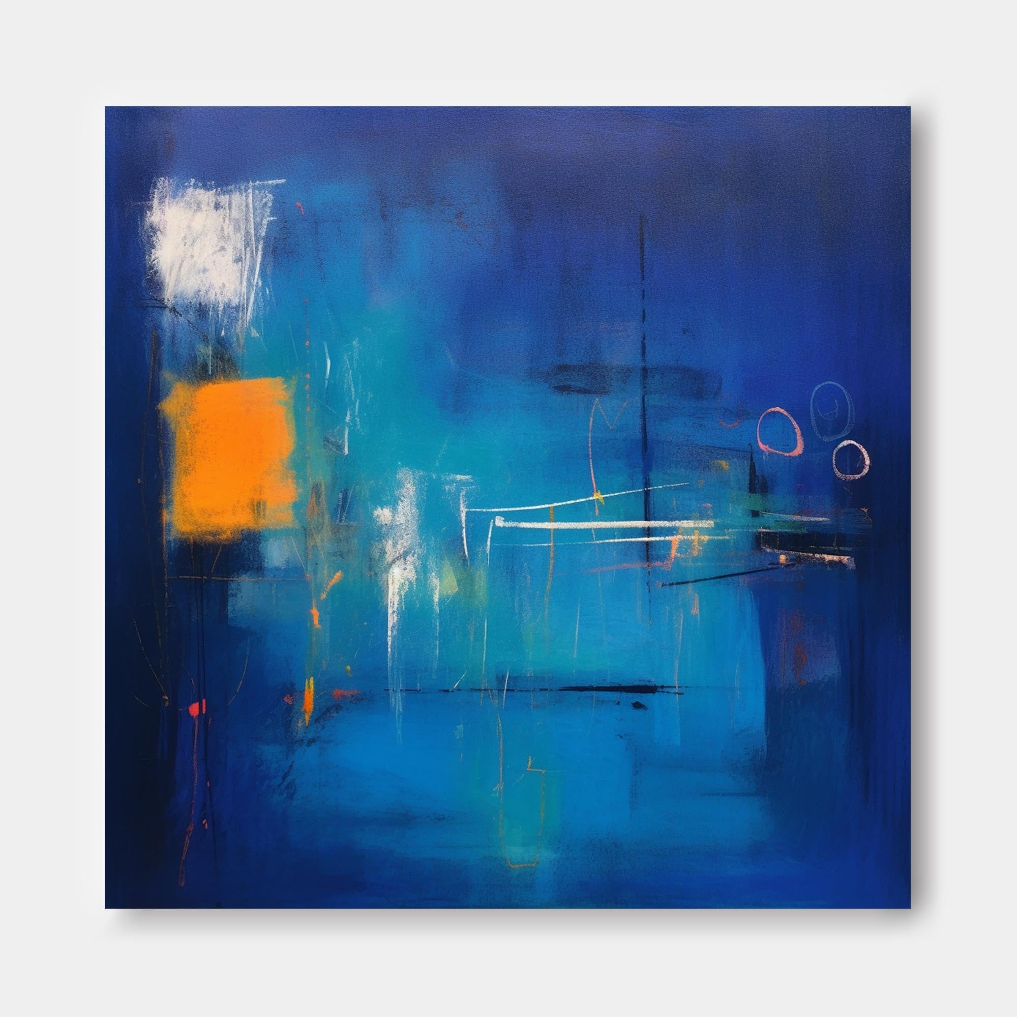 Wallart Electric Blue Abstract Horizon Art