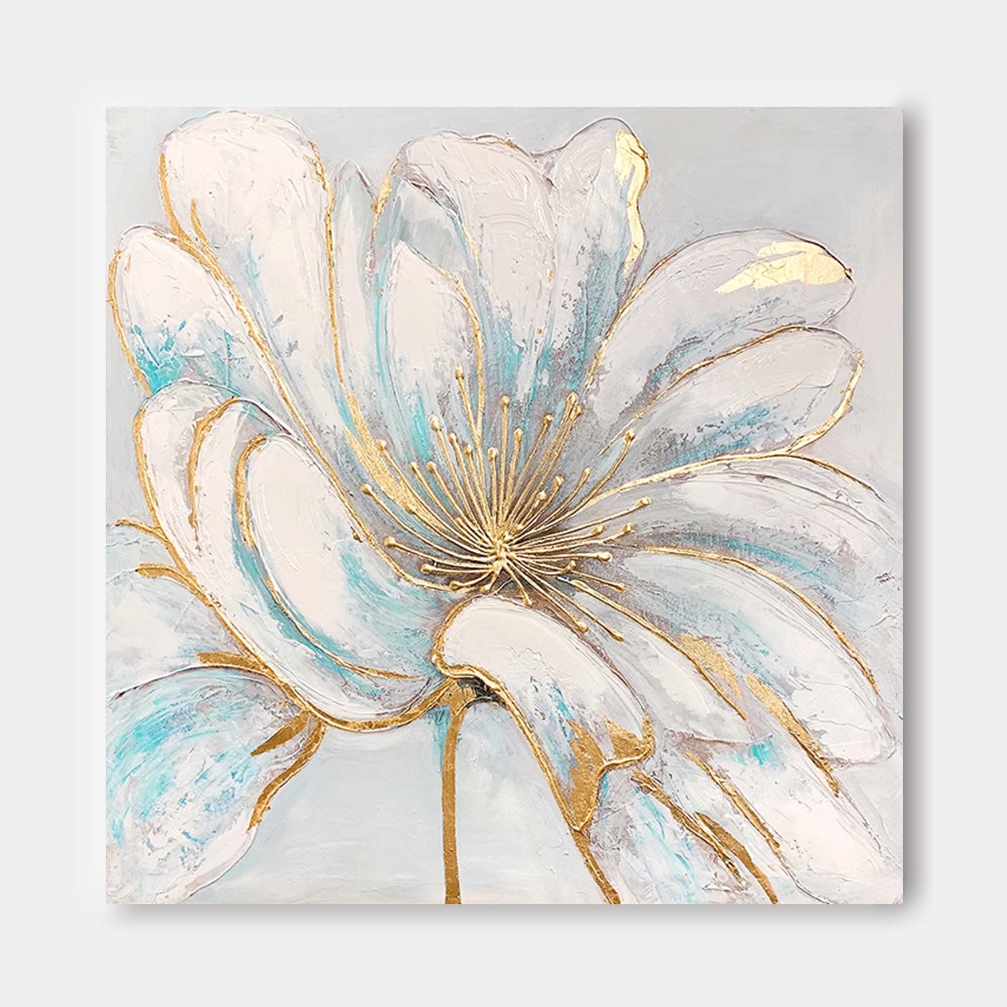 Wallart Gold Accented Floral Canvas Art
