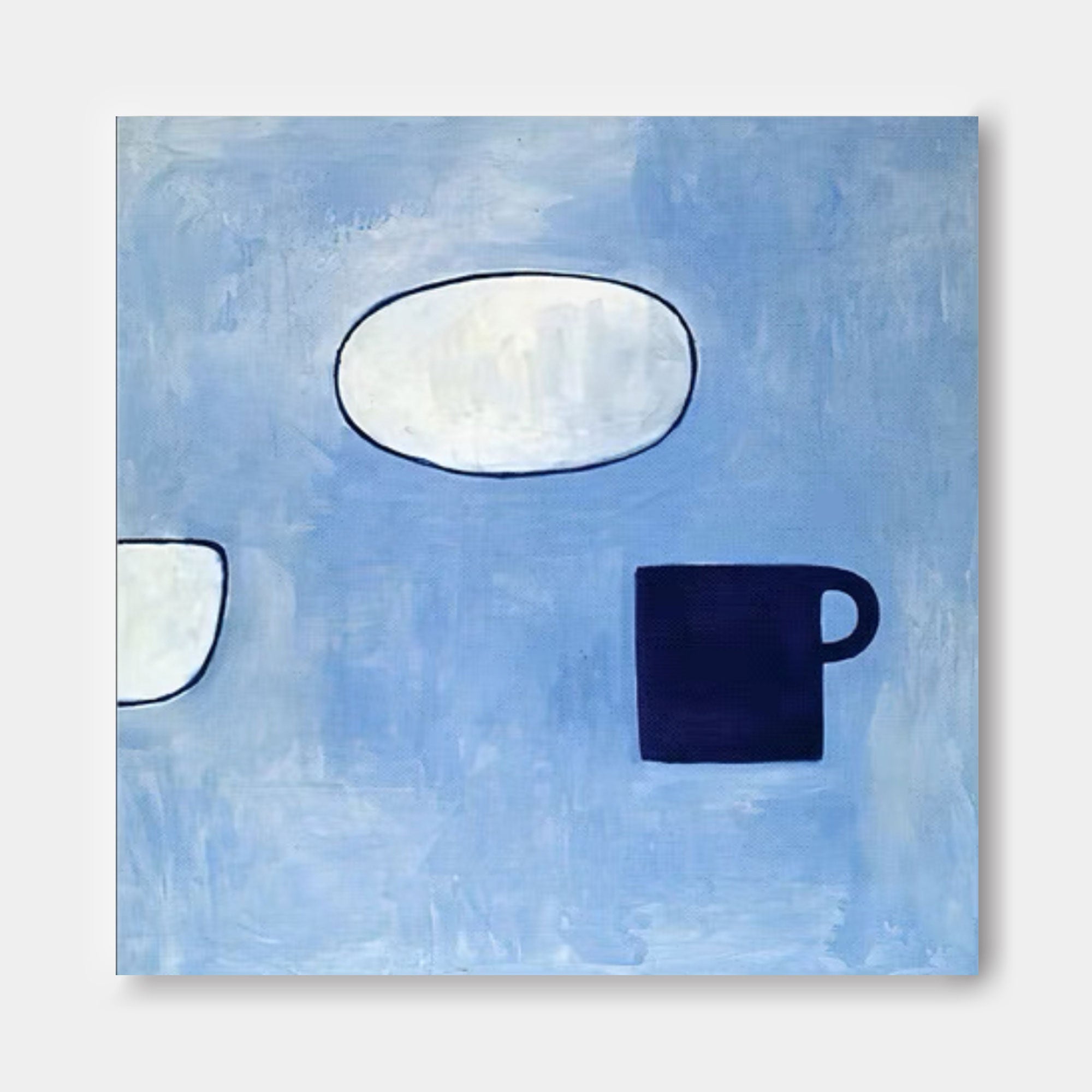 Wallart Minimalist Blue Abstract Still Life Oil Painting