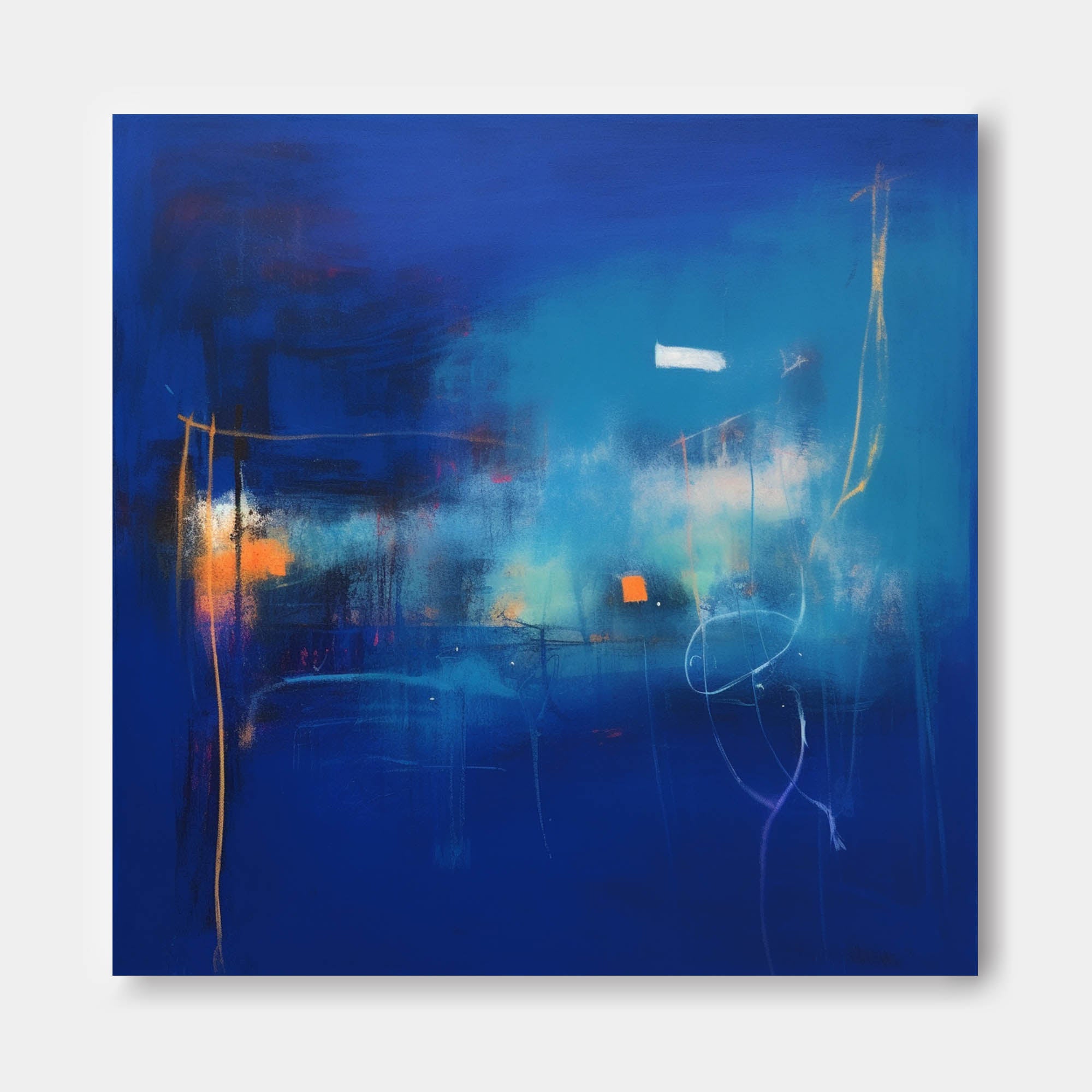 Wallart Deep Blue Abstract Horizon Art