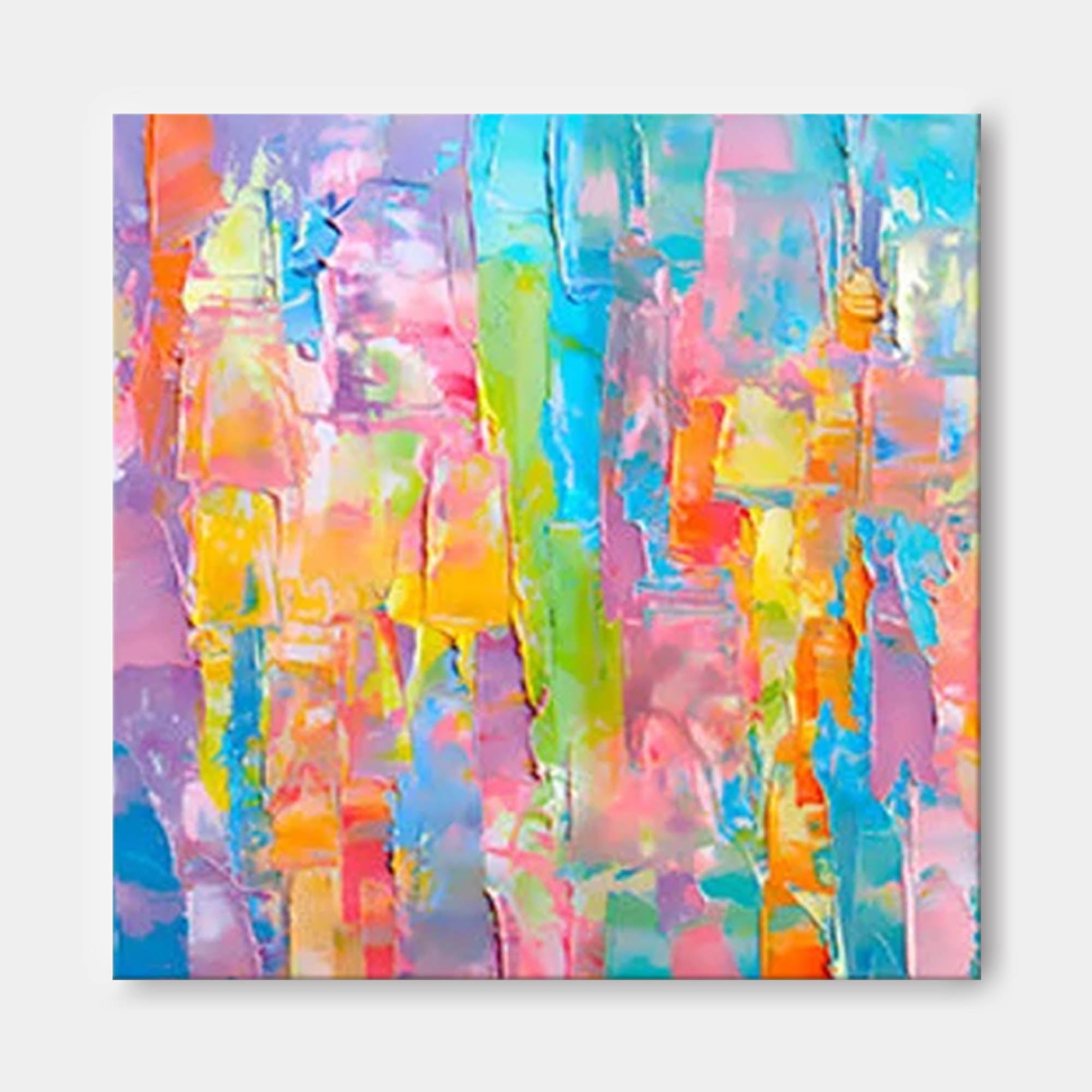 Wallart Vibrant Pastel Abstract Palette Knife Art
