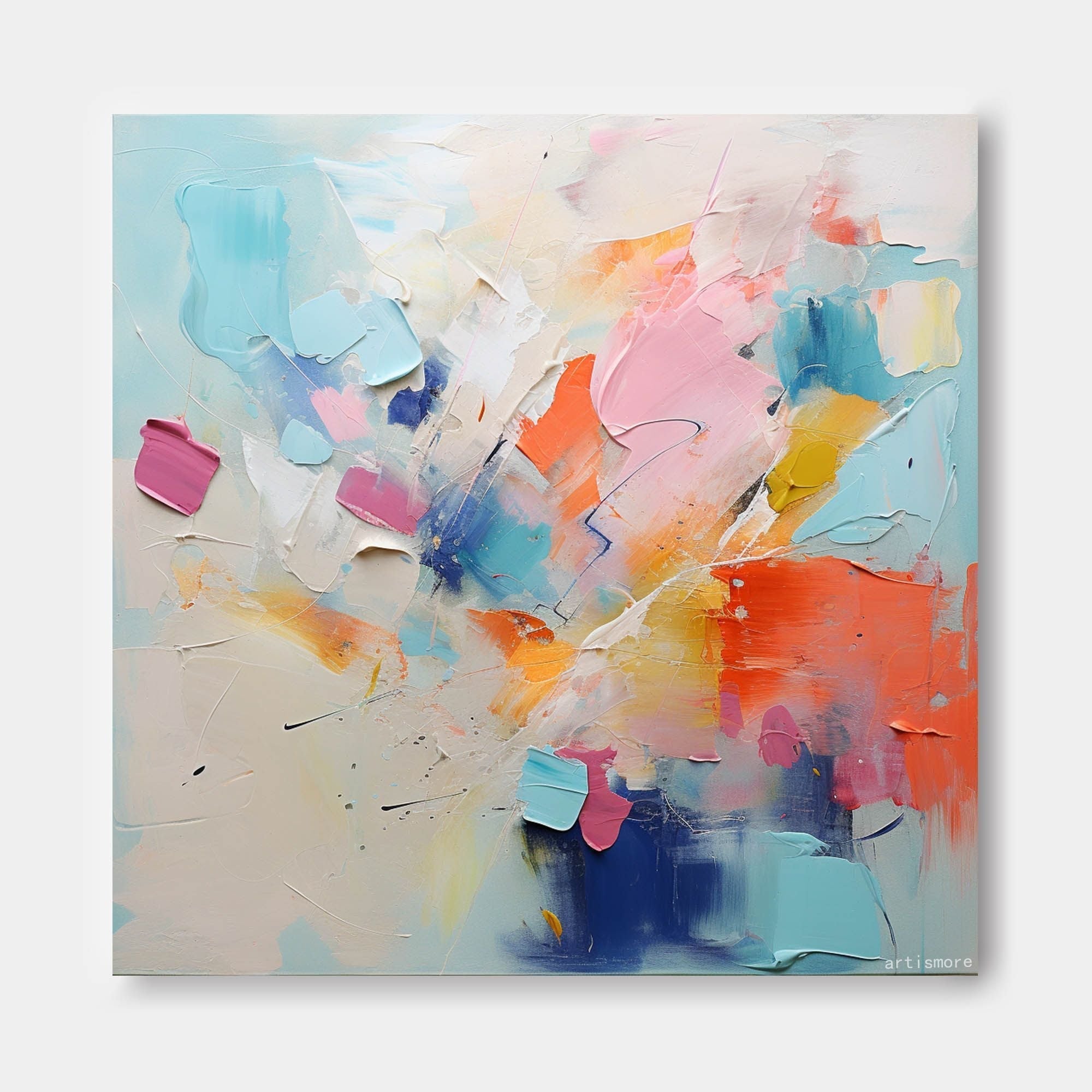 Wallart Abstract Bold Color Brushstroke Art