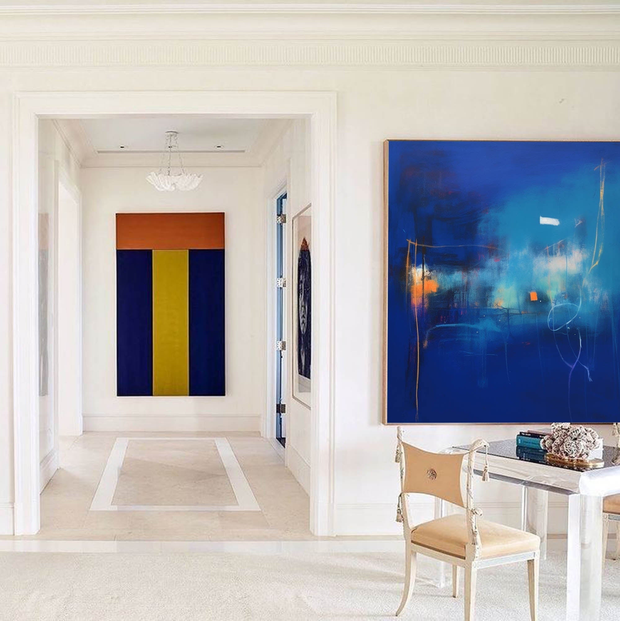Wallart Deep Blue Abstract Horizon Art