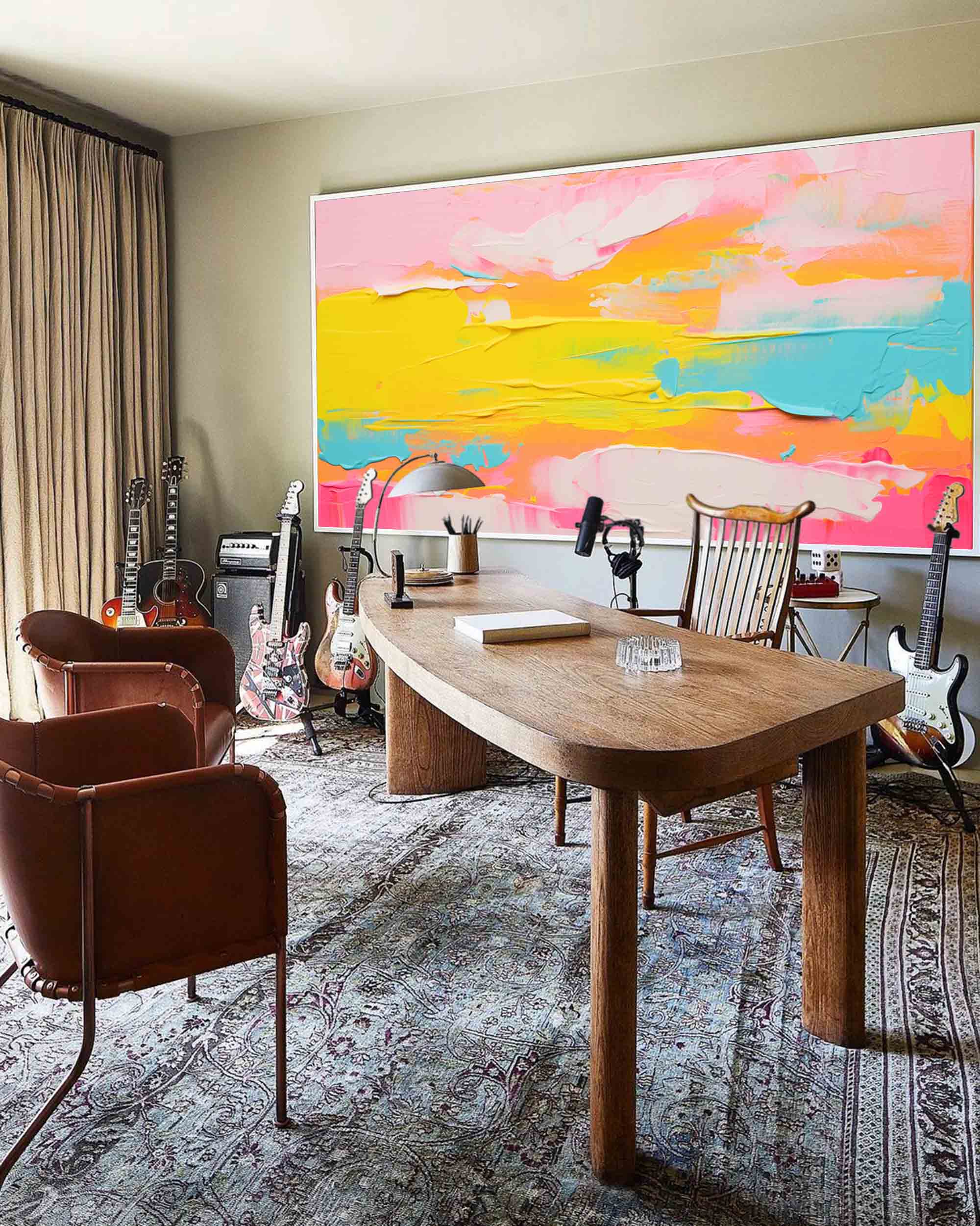 Wallart Golden Horizon Abstract Canvas