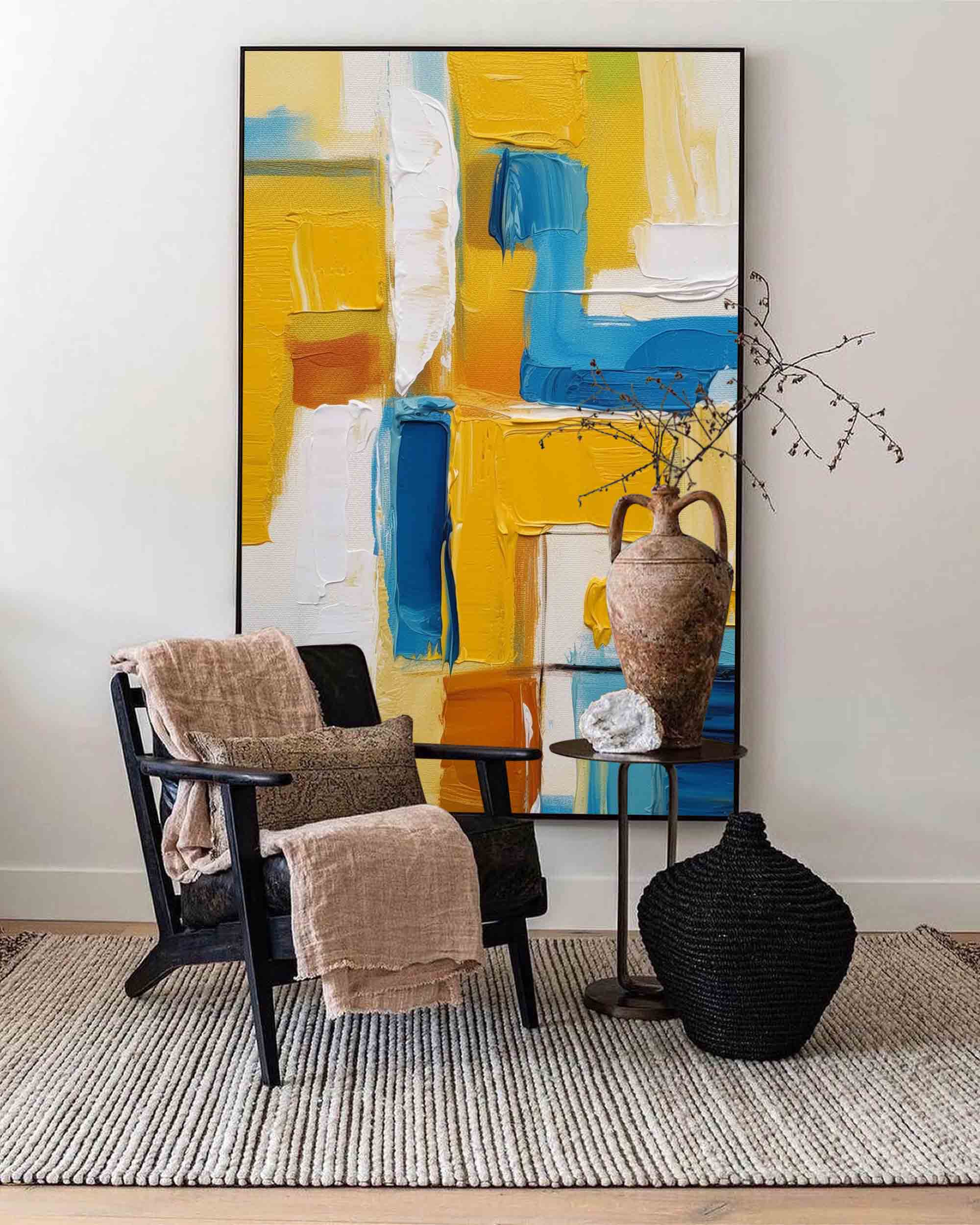 Wallart Sunlit Geometry in Blue and Gold
