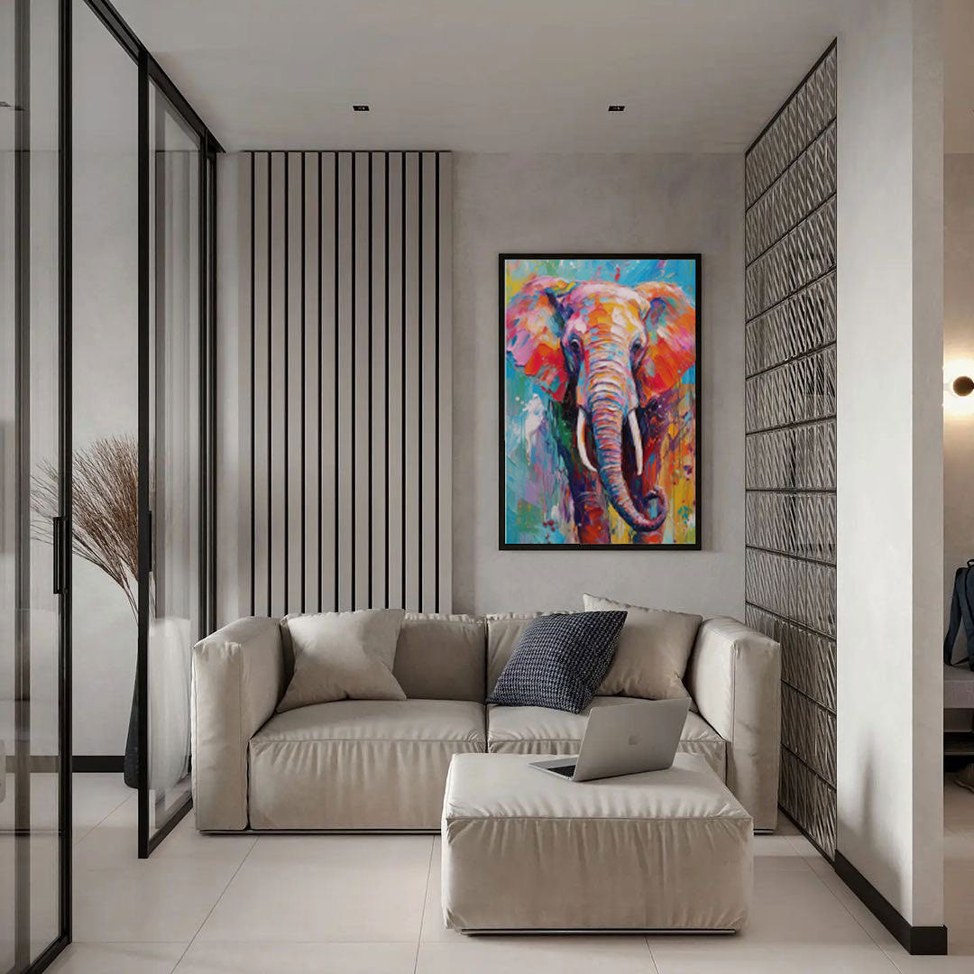 Wallart Rainbow Elephant in Bold Hues