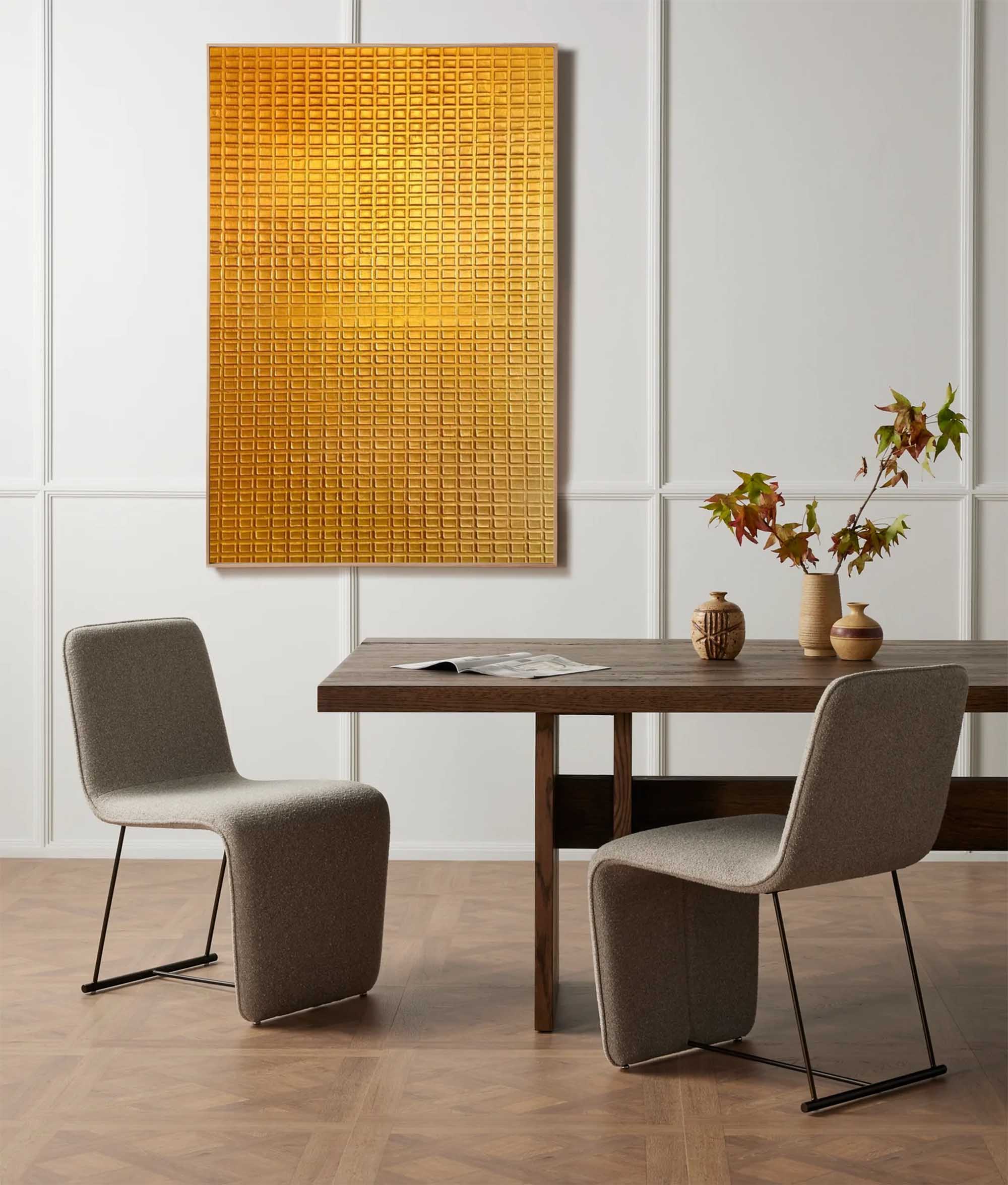 Wallart Golden Geometric Textured Artwork
