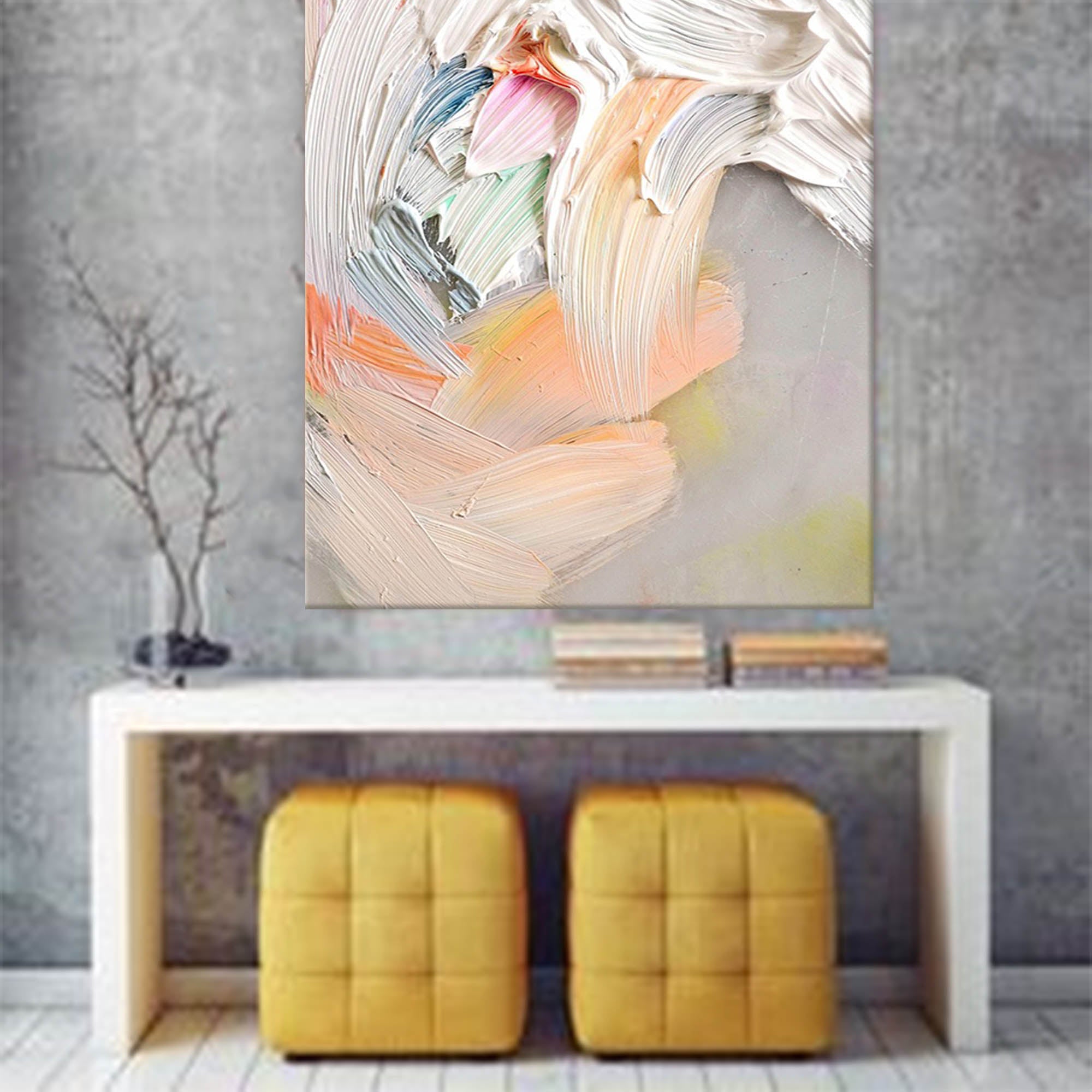Wallart Textured Pastel Palette Knife Abstract Art
