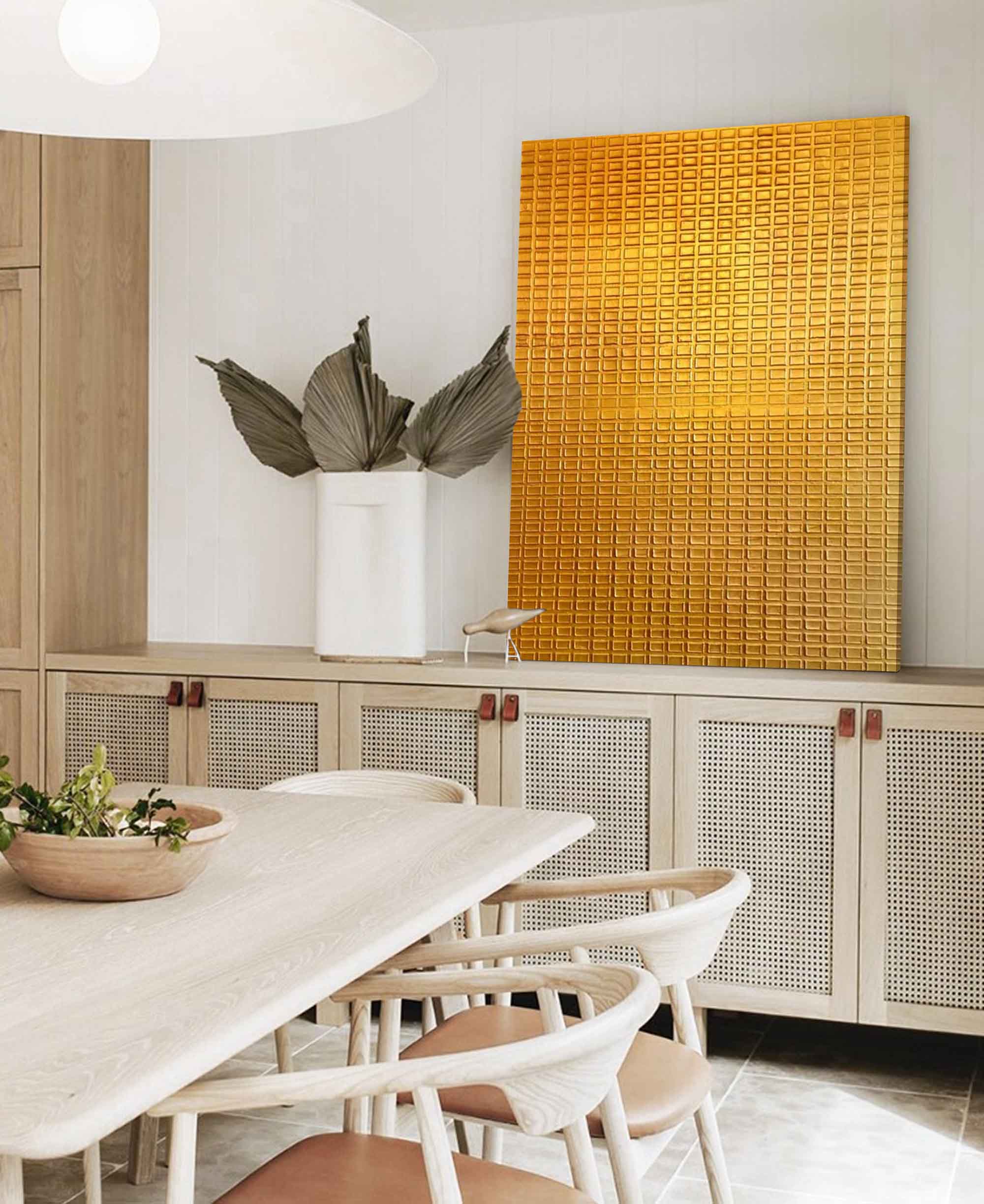 Wallart Golden Geometric Textured Artwork