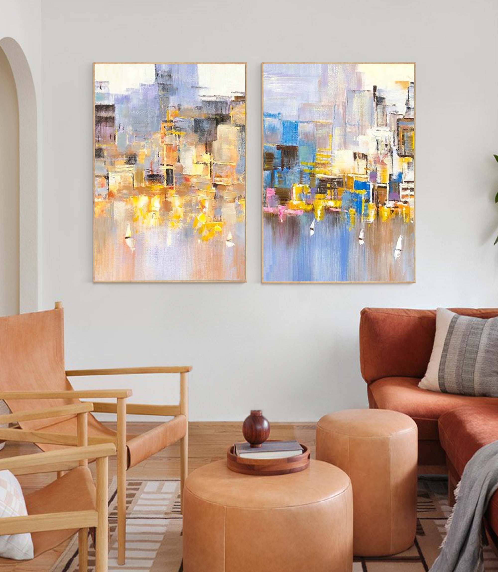 Wallart Cityscape Duo Abstract Oil Art
