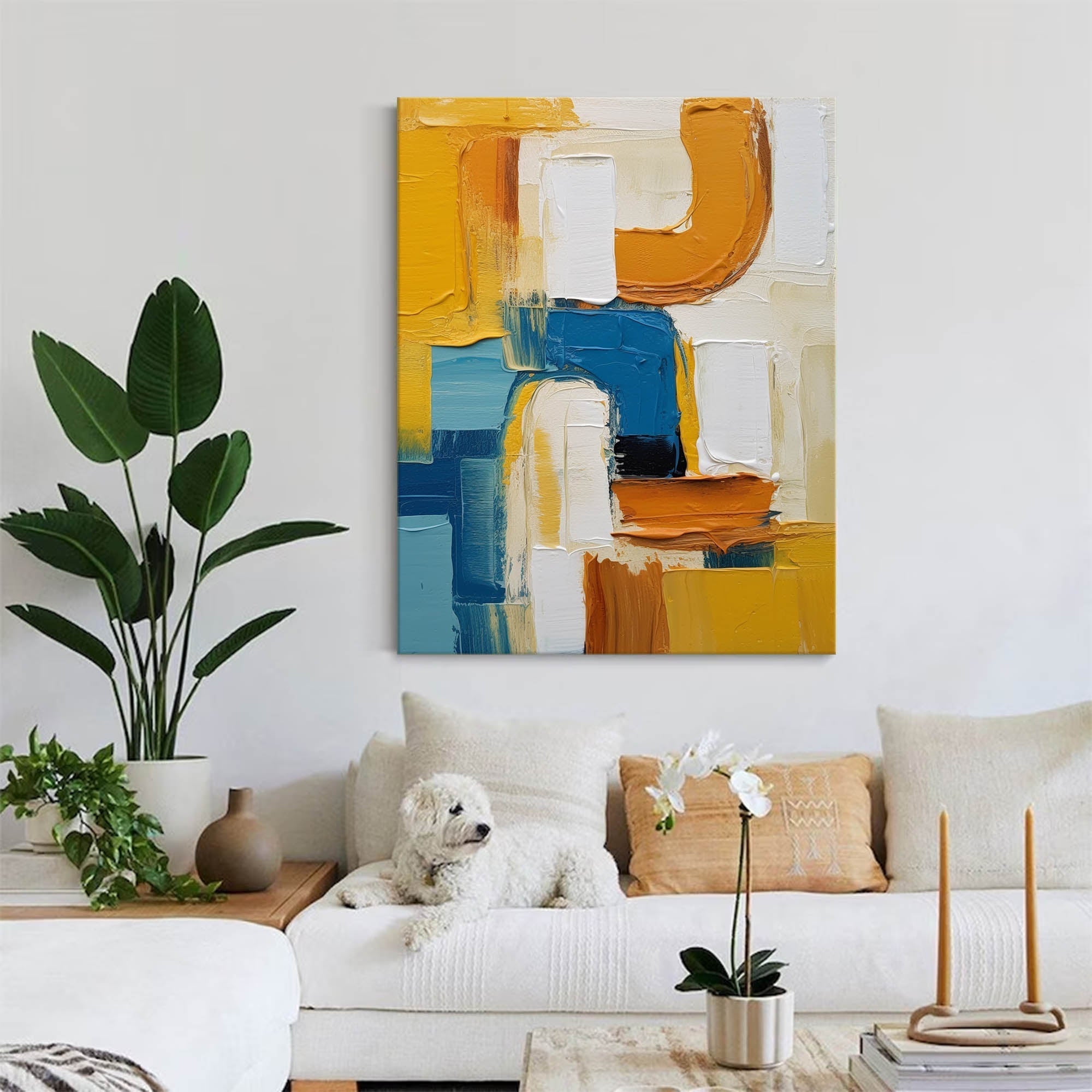 Wallart Curved Paths in Blue and Amber