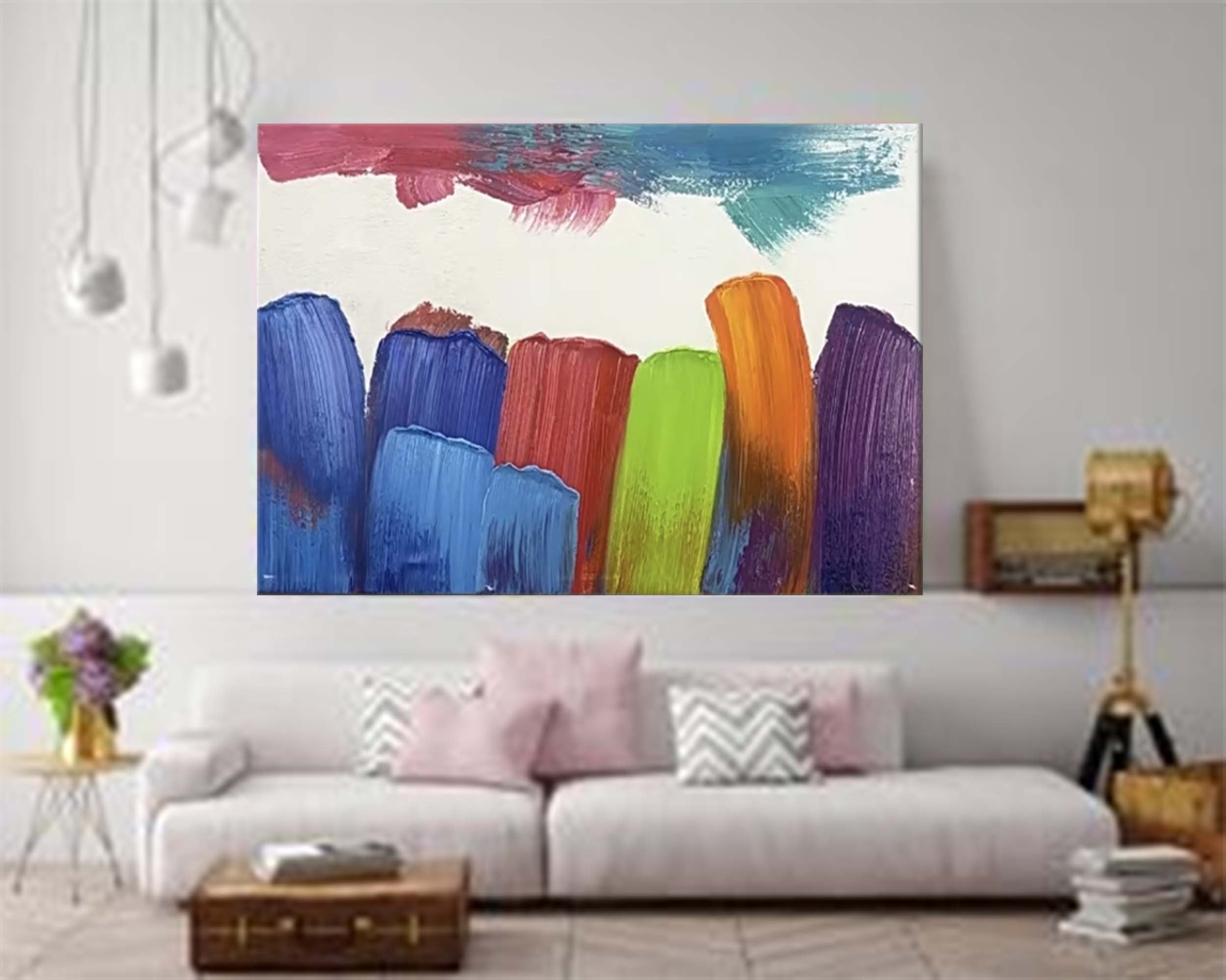 Wallart Bold Color Strokes Abstract Canvas Art