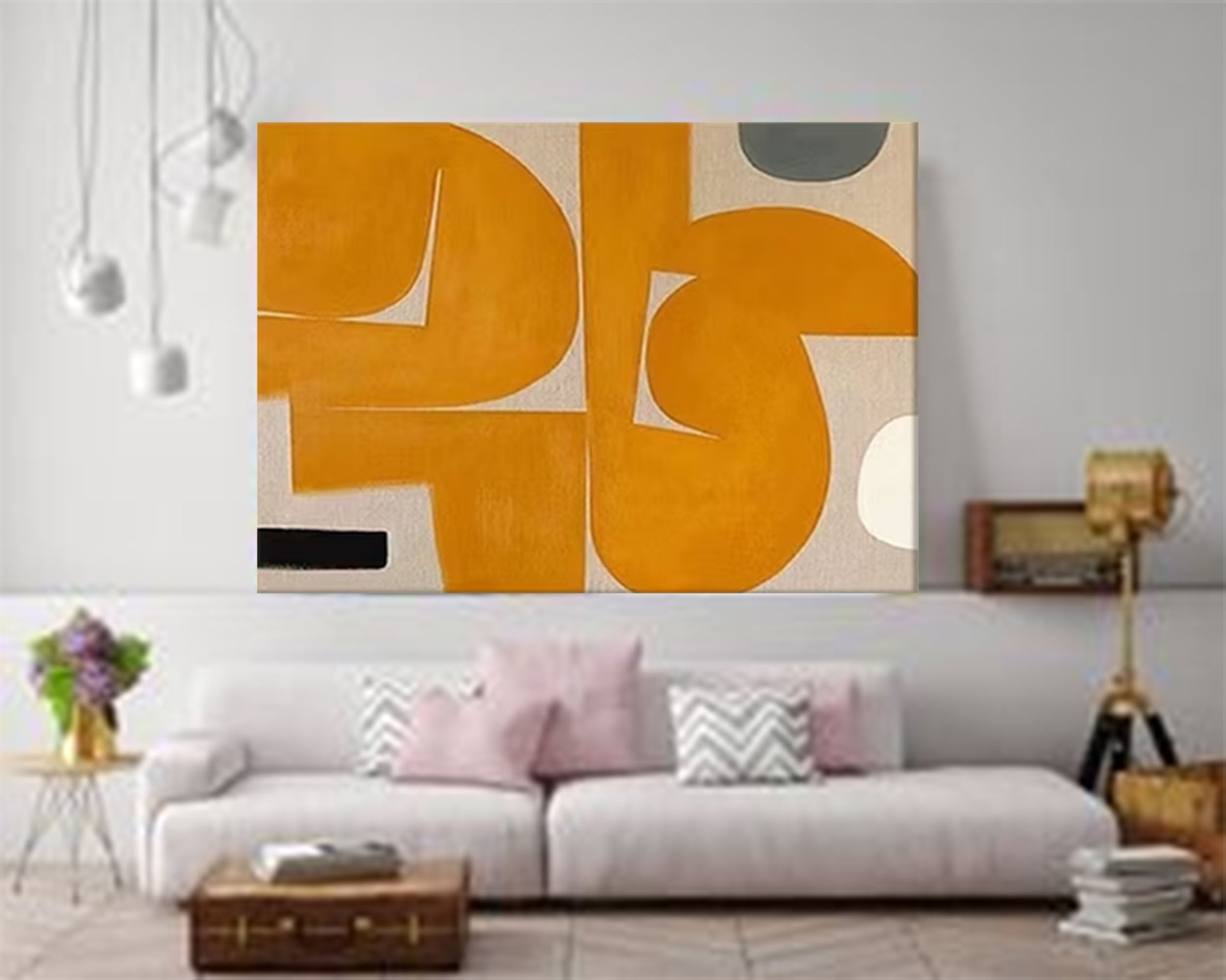 Wallart Golden Curves: Mid-Century Abstract Harmony