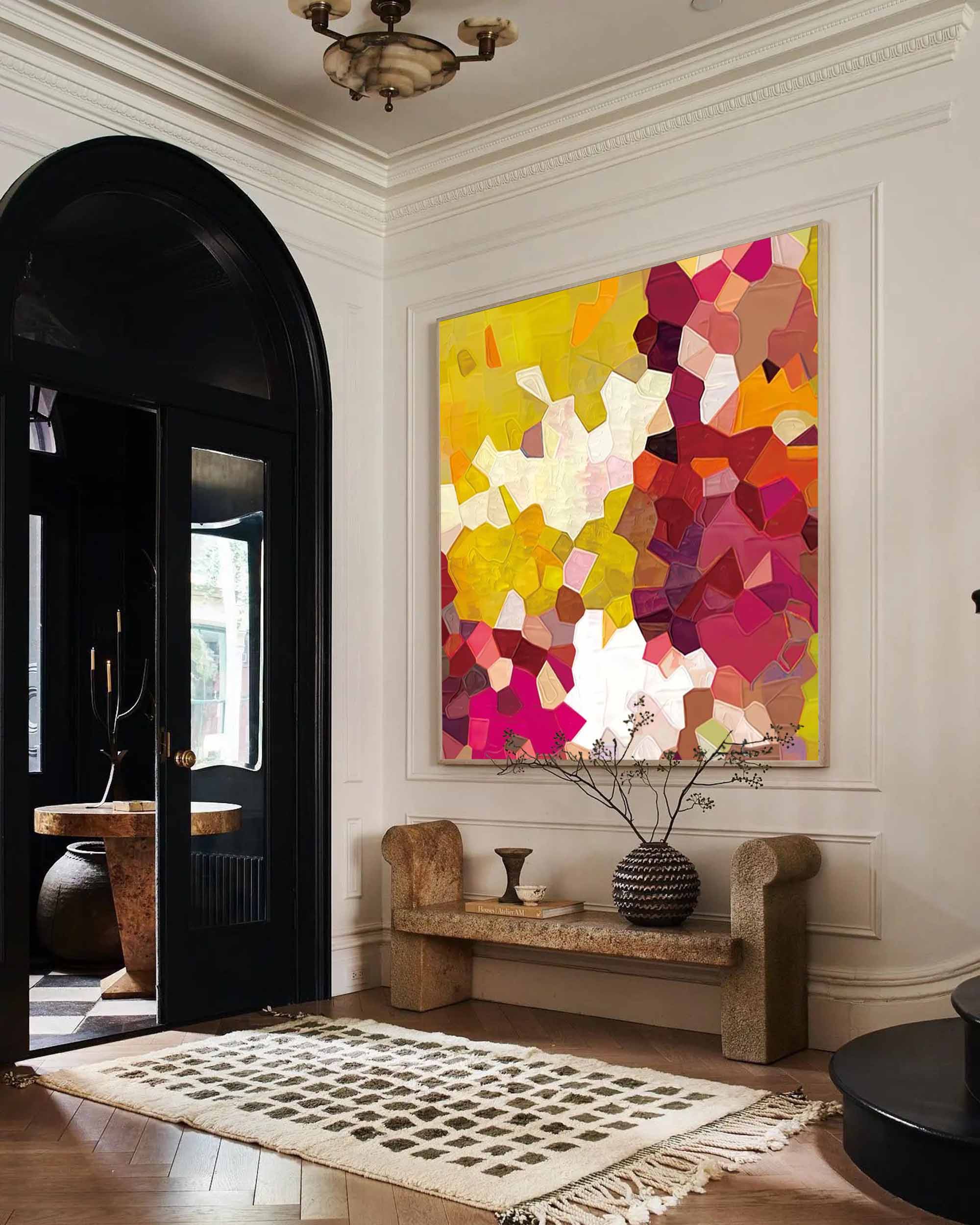 Wallart Warm Geometry Textured Abstract Art