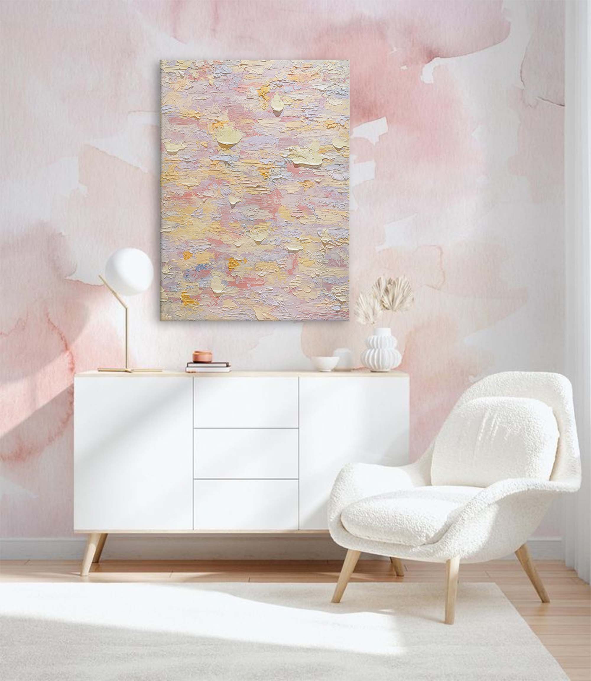 Wallart Pastel Dreams: Textured Serenity Canvas