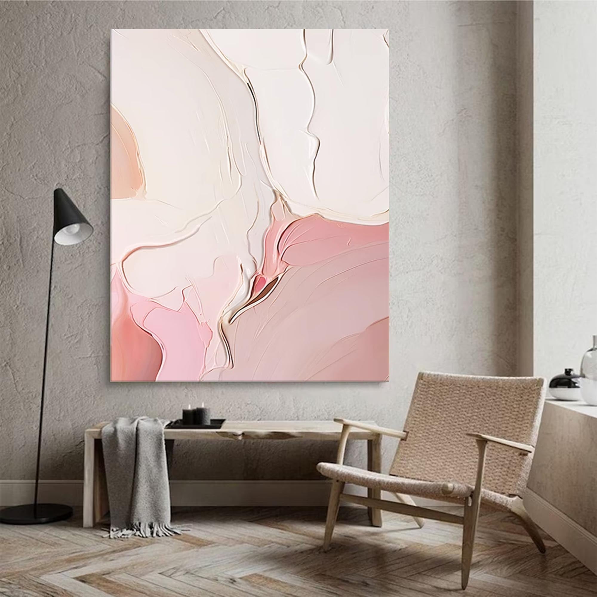 Wallart Soft Blush Textured Minimalist Art