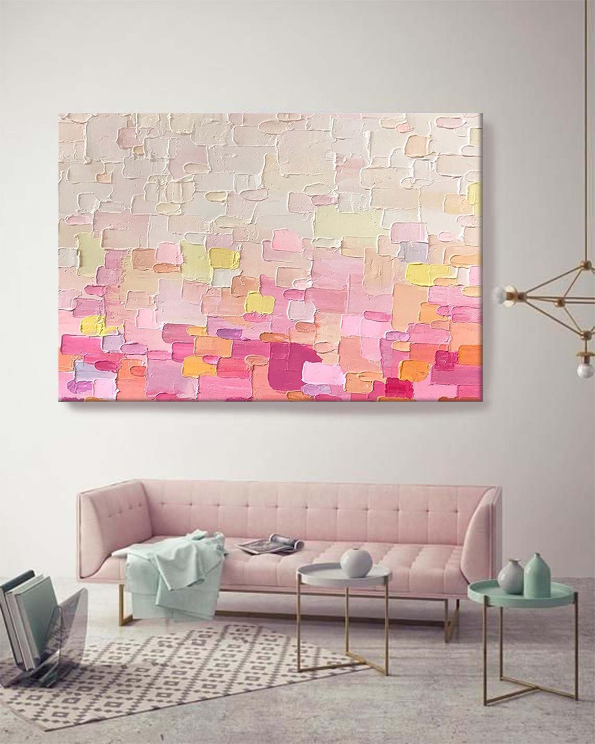 Wallart Soft Pastel Color Block Textured Canvas Art