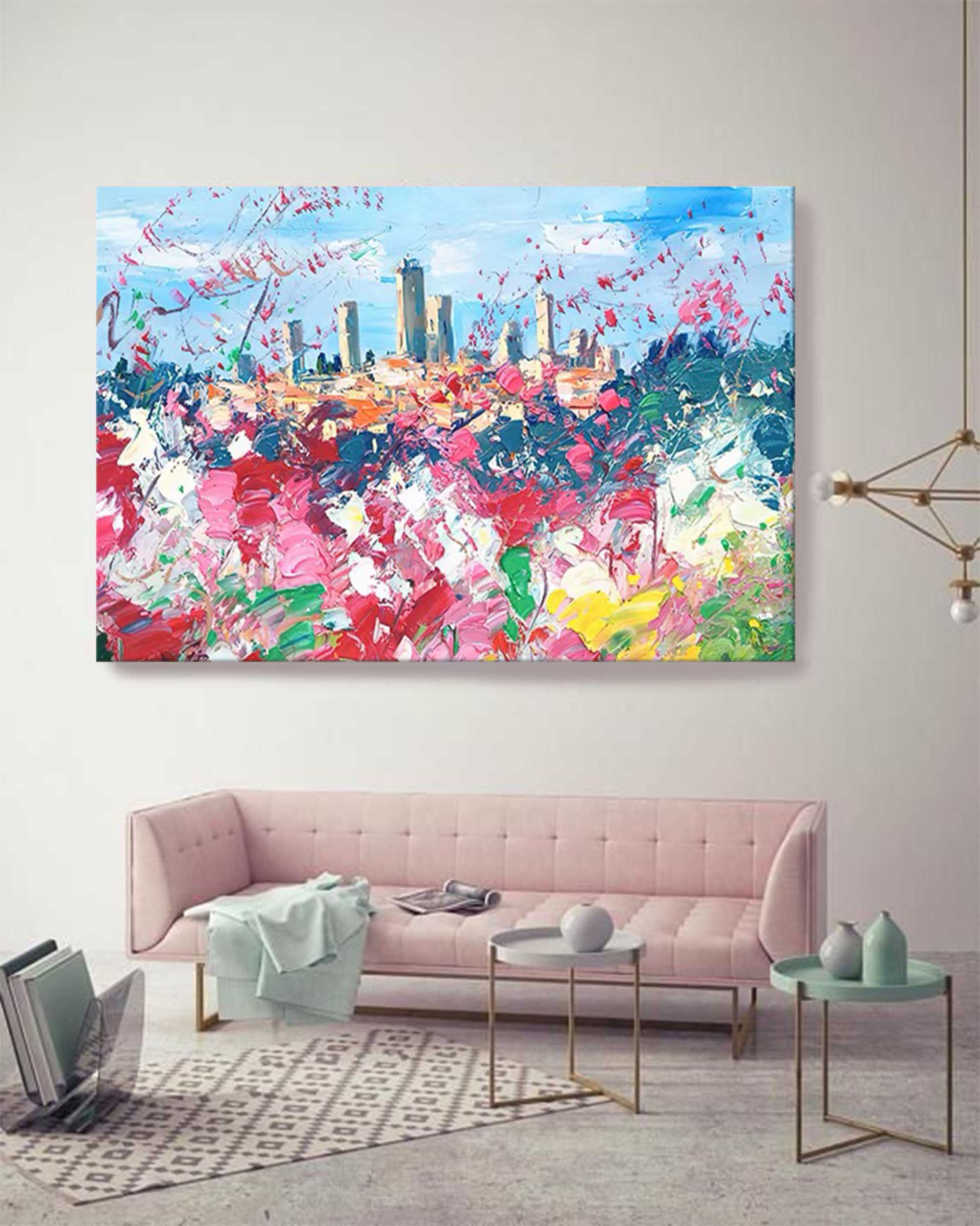 Wallart Colorful Landscape Palette Knife Art