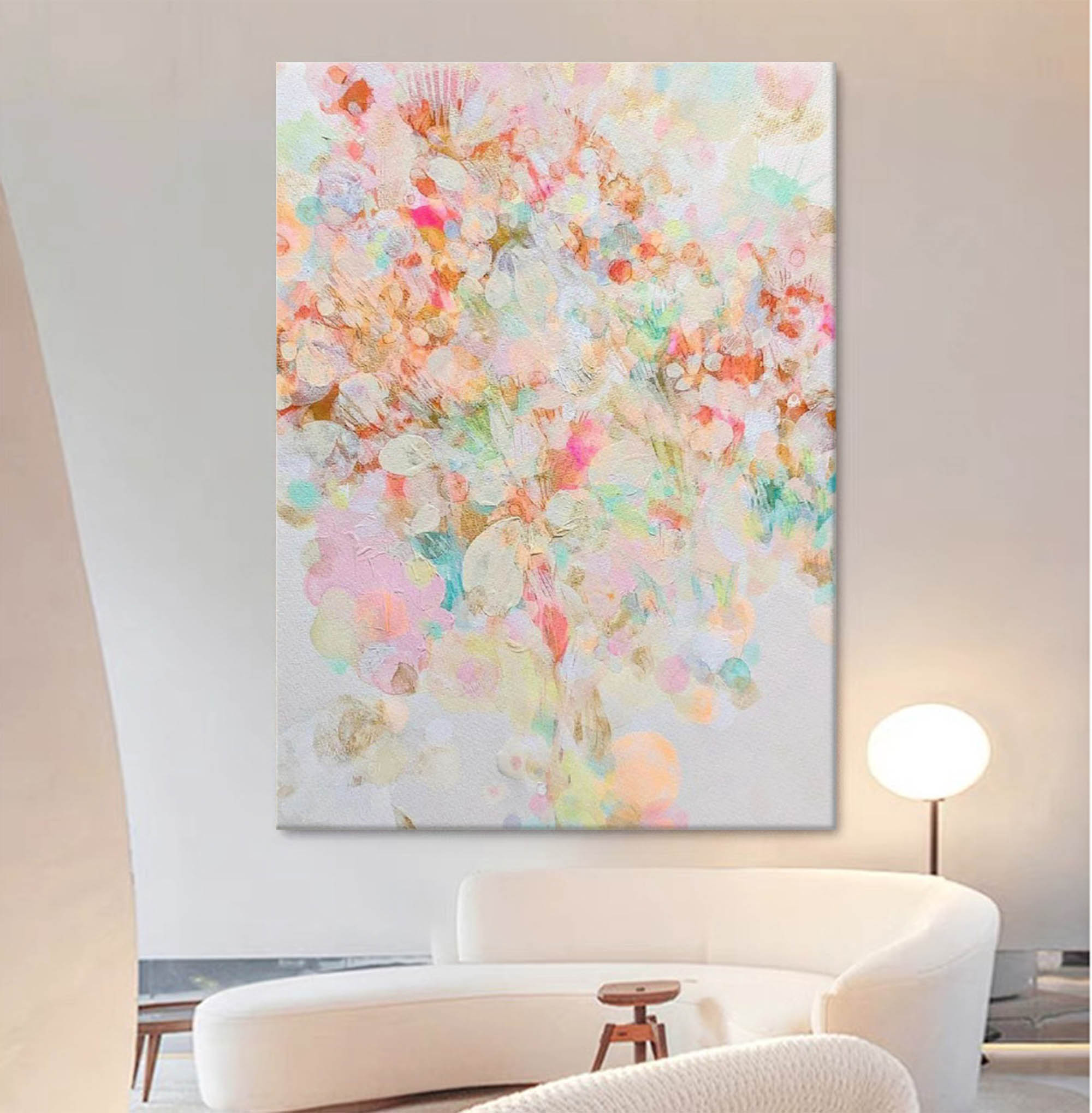 Wallart Whimsical Soft Pastel Abstract Floral Art