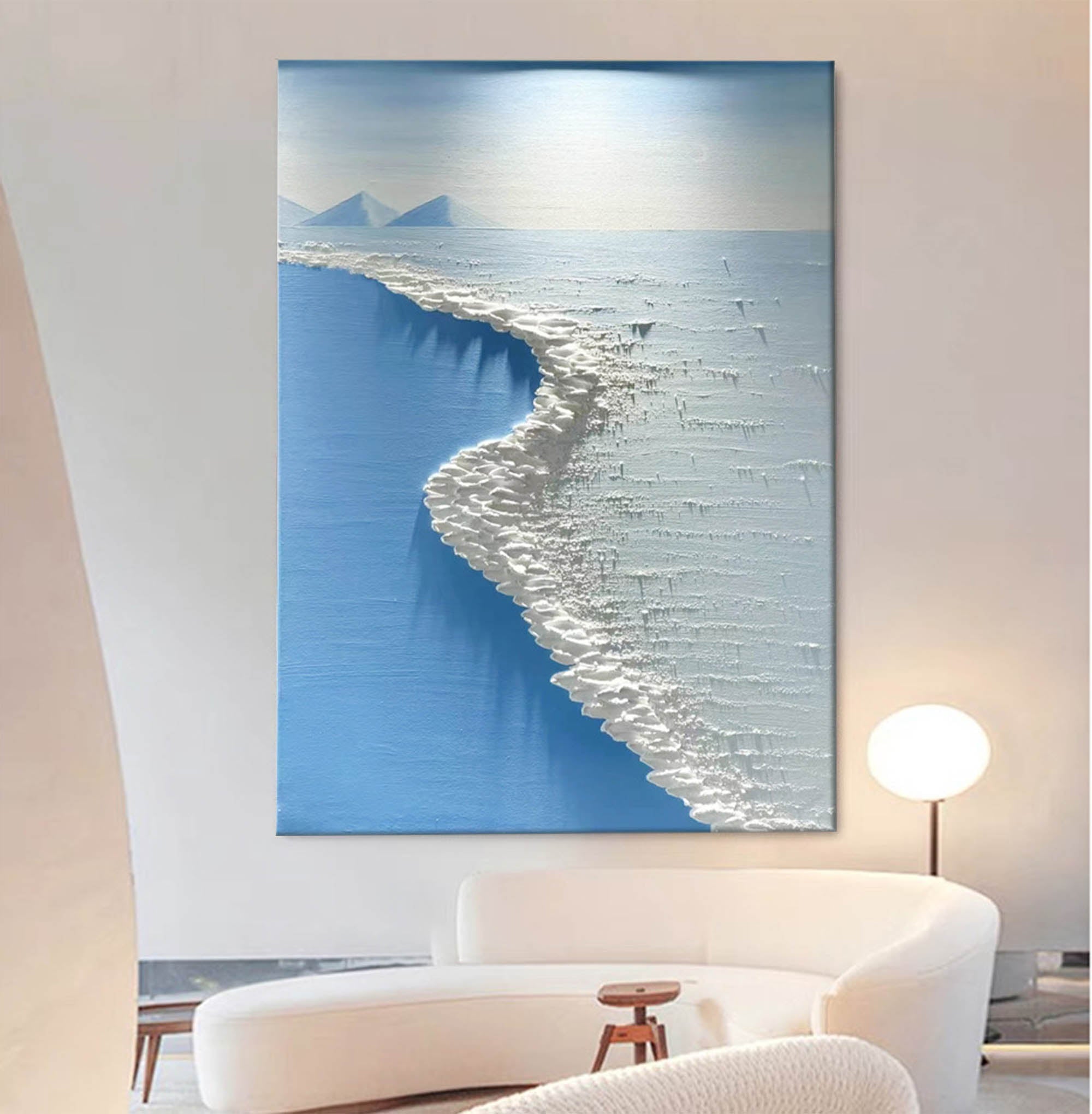 Wallart Textured Coastline: Abstract Ocean Serenity