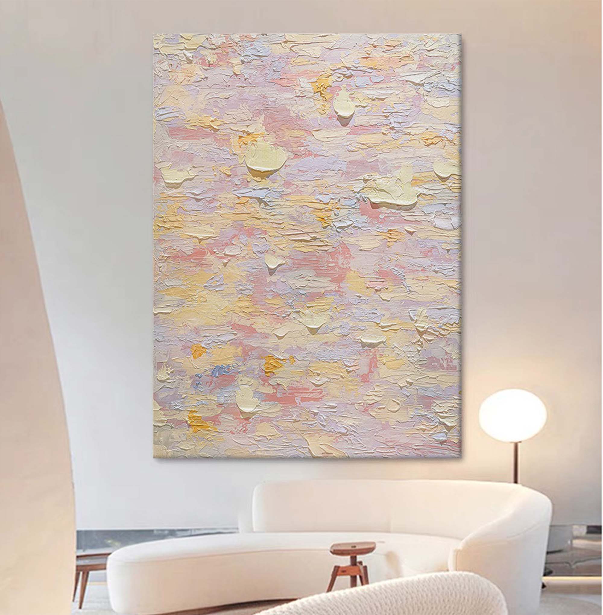 Wallart Pastel Dreams: Textured Serenity Canvas