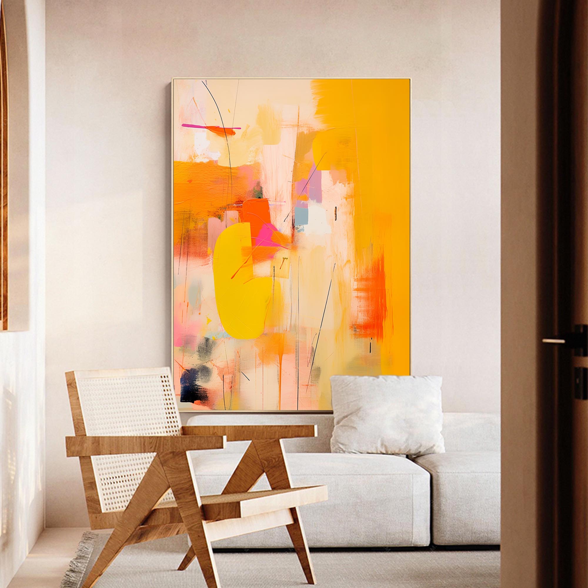 Wallart Vibrant Harmony in Yellow and Pink
