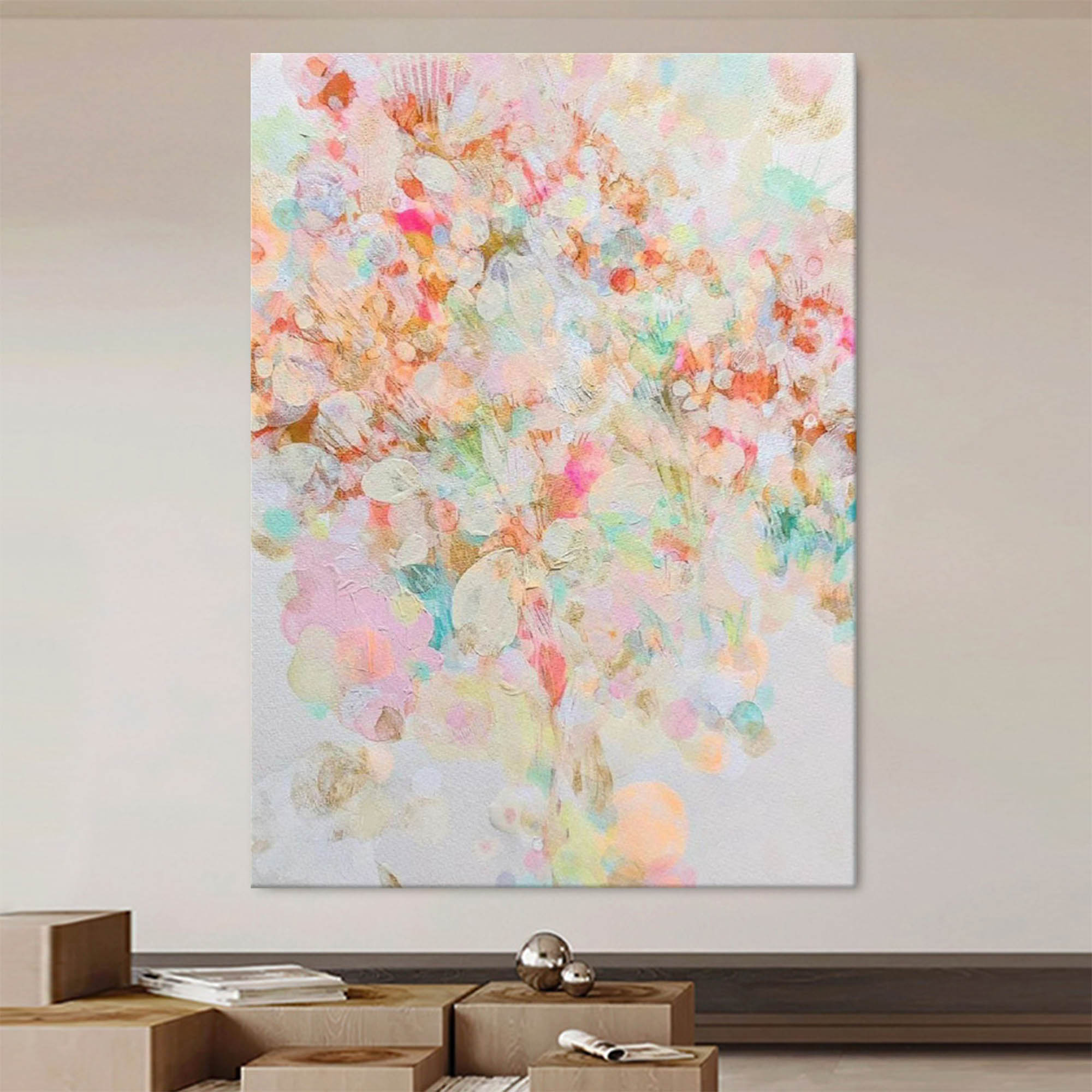 Wallart Whimsical Soft Pastel Abstract Floral Art