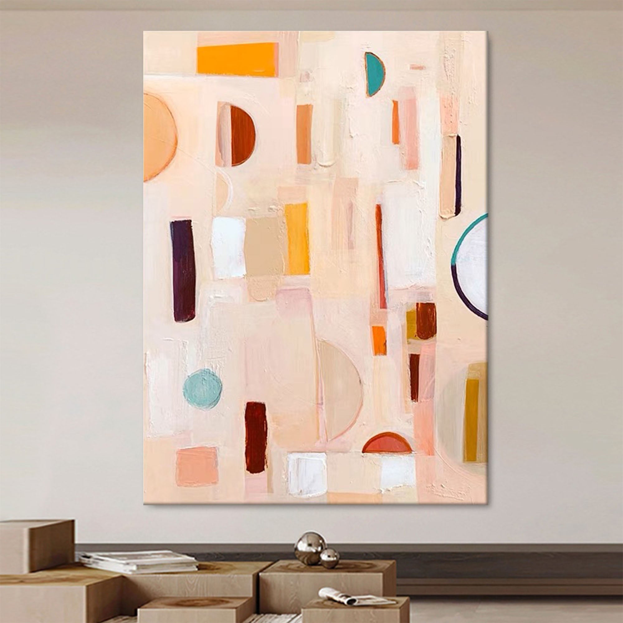 Wallart Pastel Geometry: Subtle Shapes in Motion