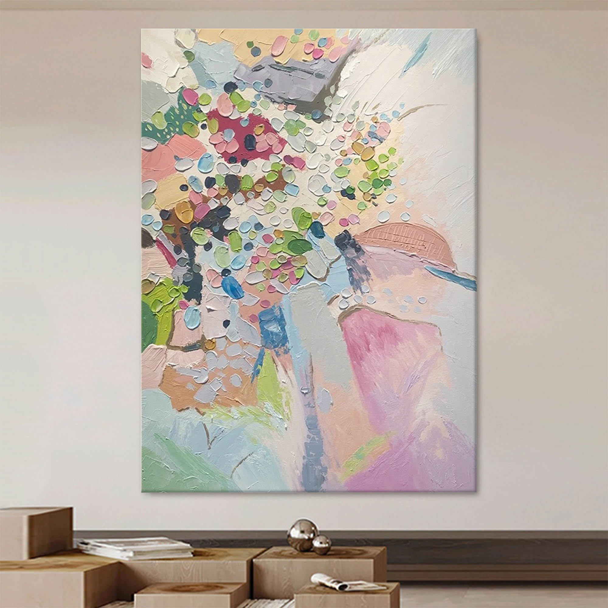 Wallart Pastel Dream Abstract Floral Textured Canvas Art