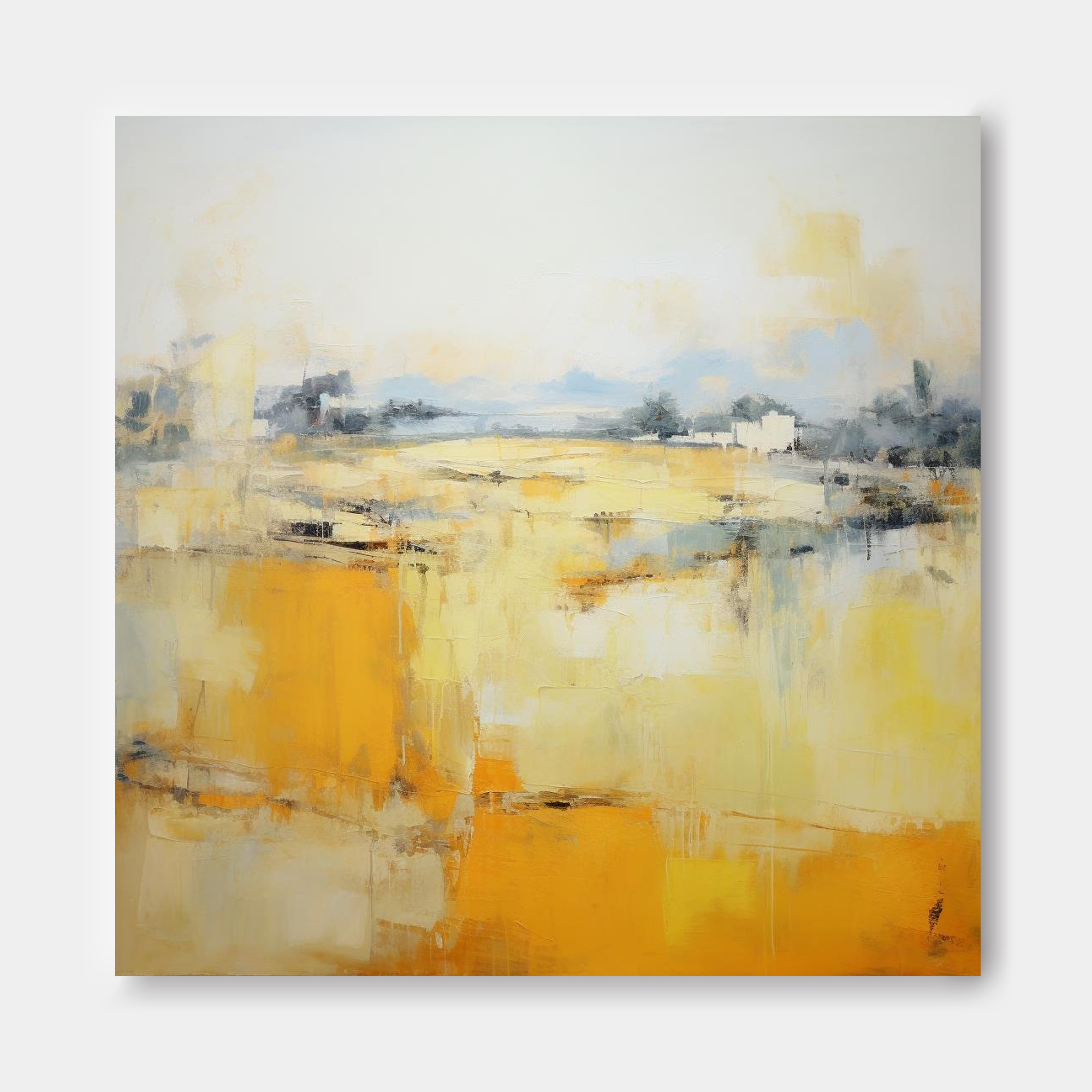 Wallart Vibrant Yellow Abstract Landscape Art