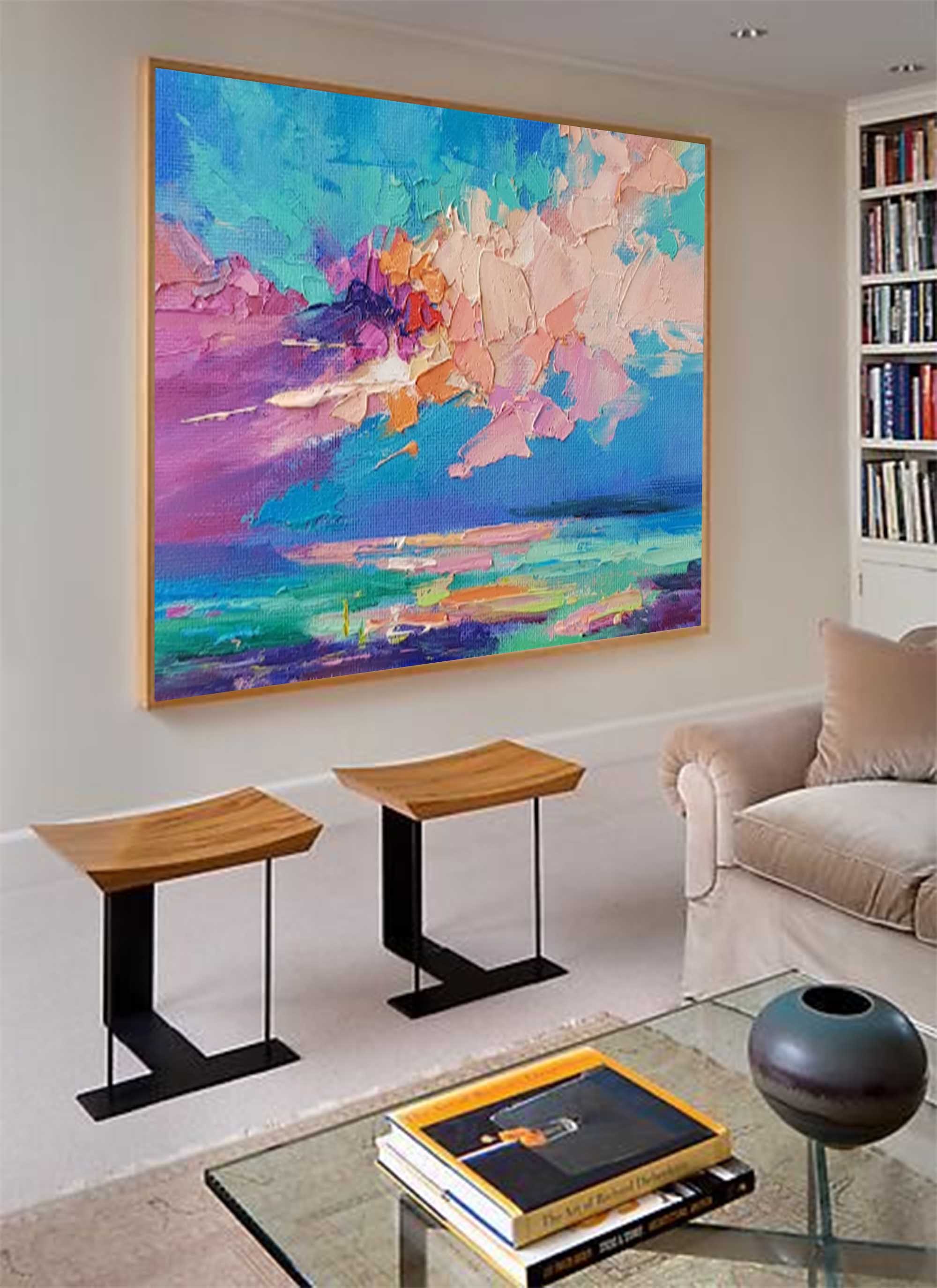 Wallart Vibrant Abstract Sky and Sea Art