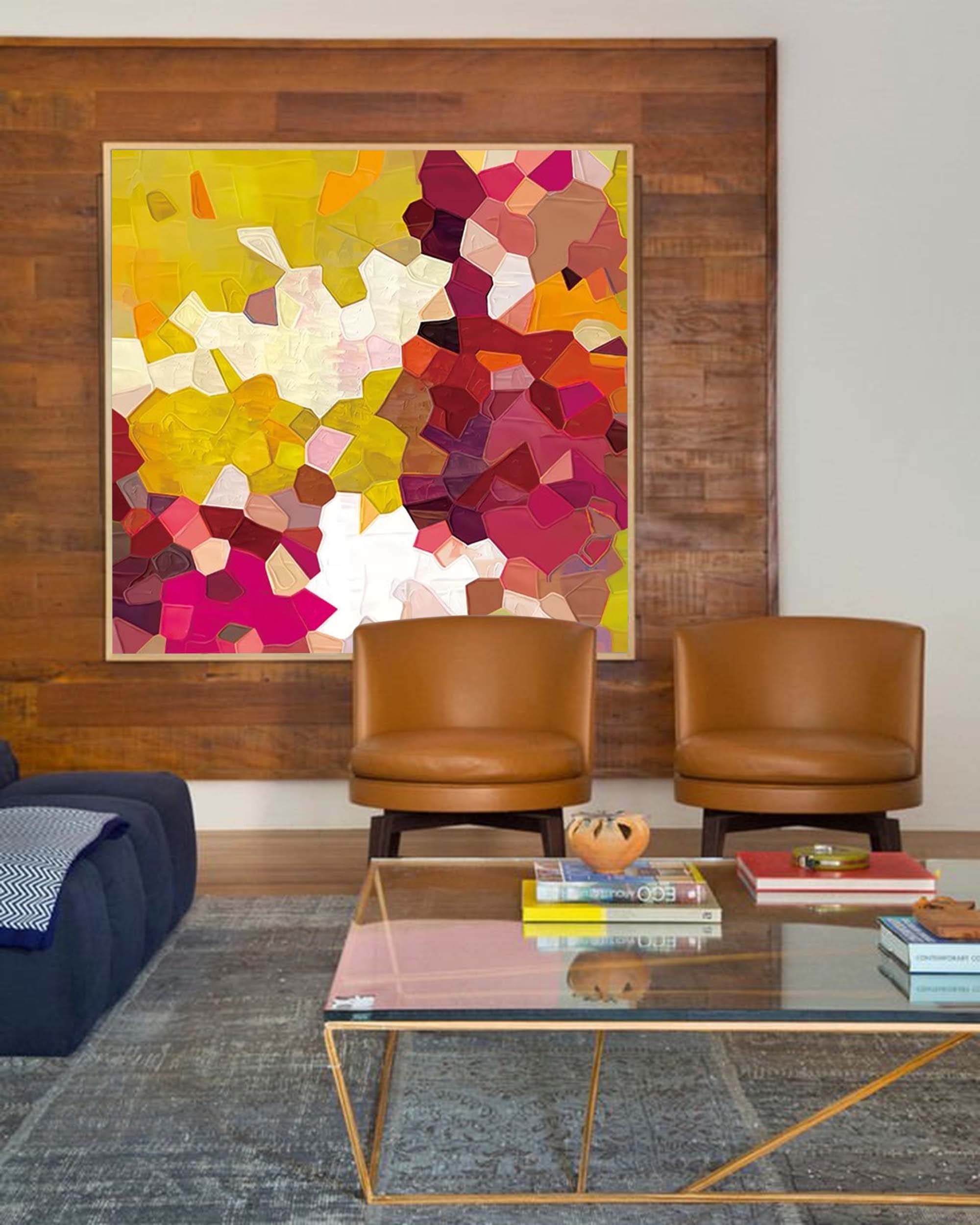 Wallart Warm Geometry Textured Abstract Art