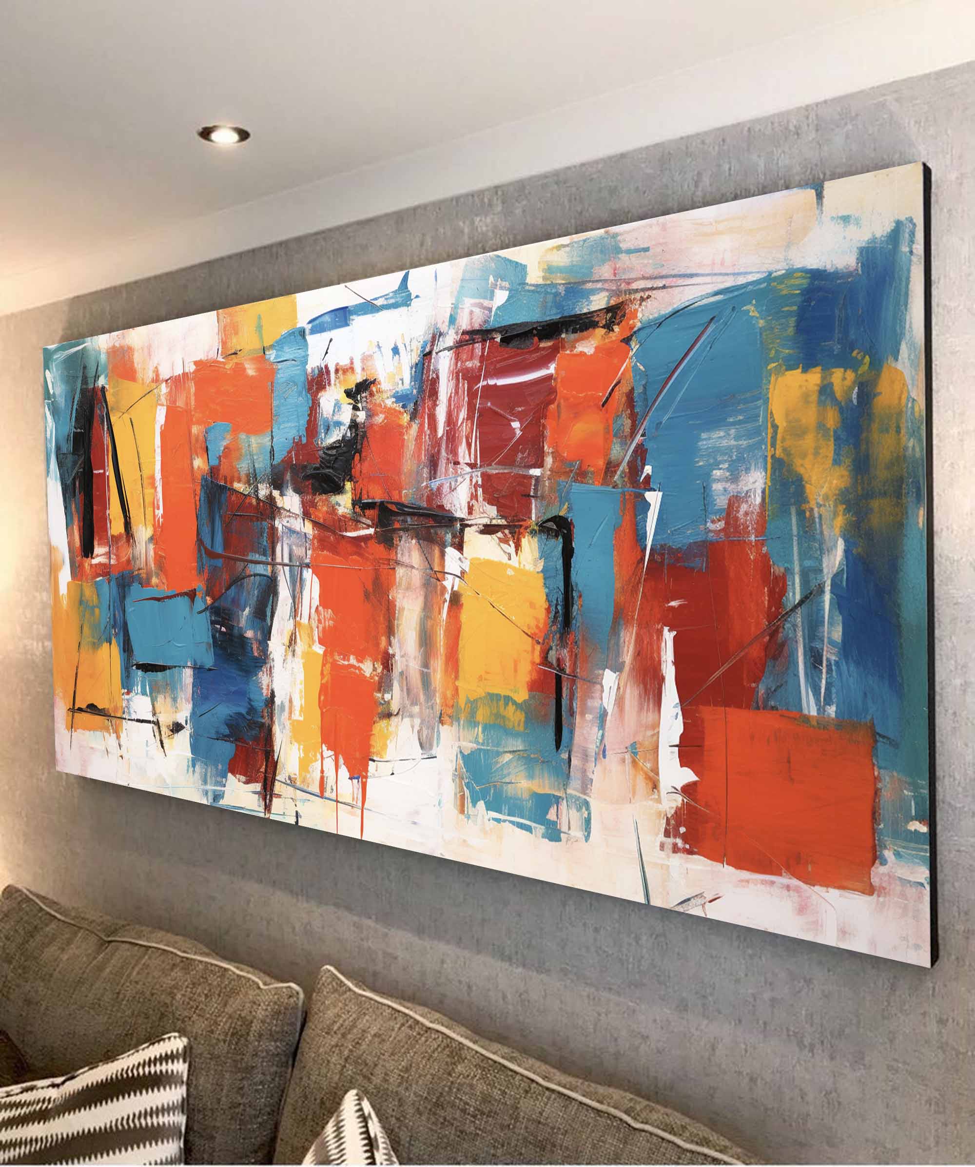 Wallart Urban Energy in Red and Blue Abstract