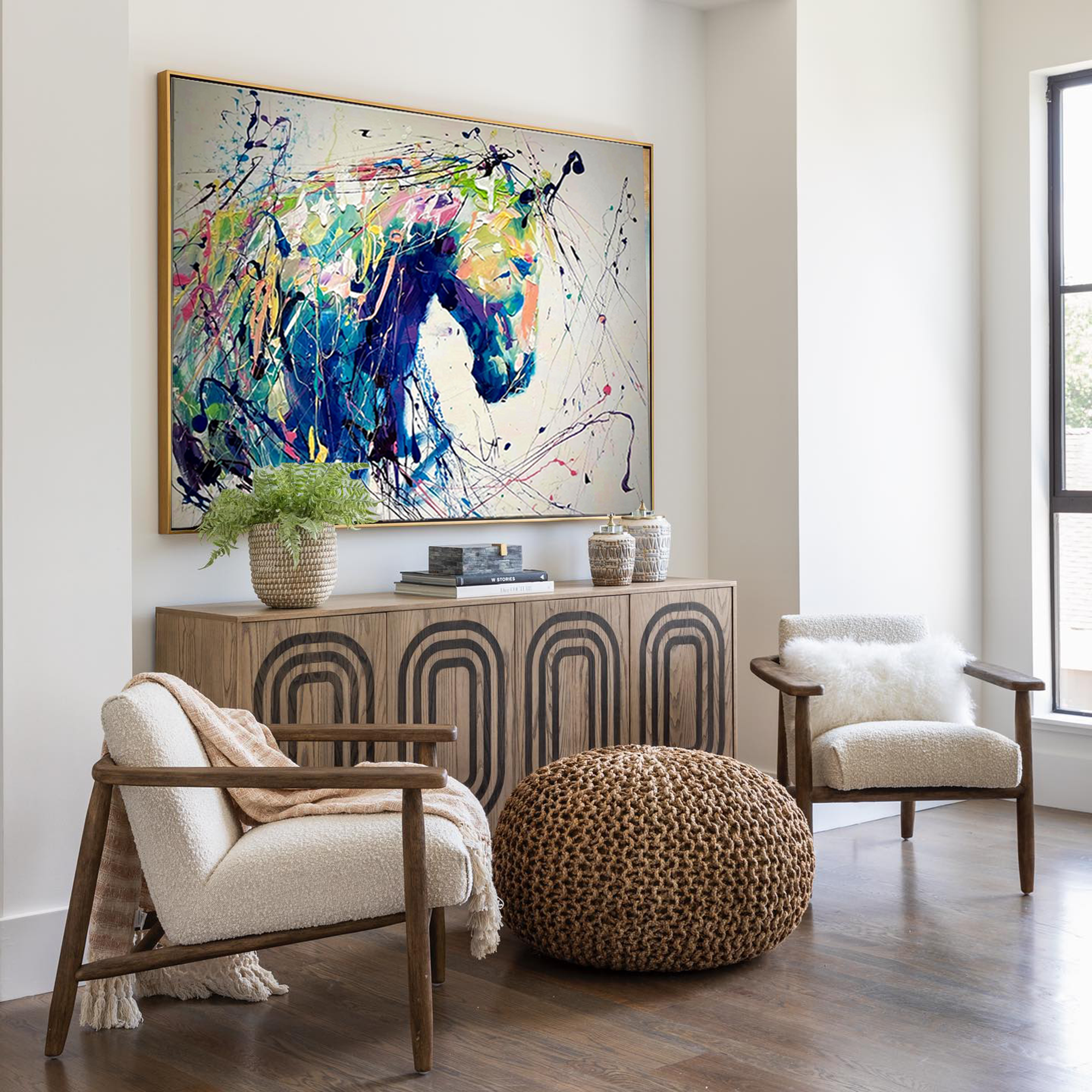 Wallart Wild Spirit: Abstract Horse in Motion