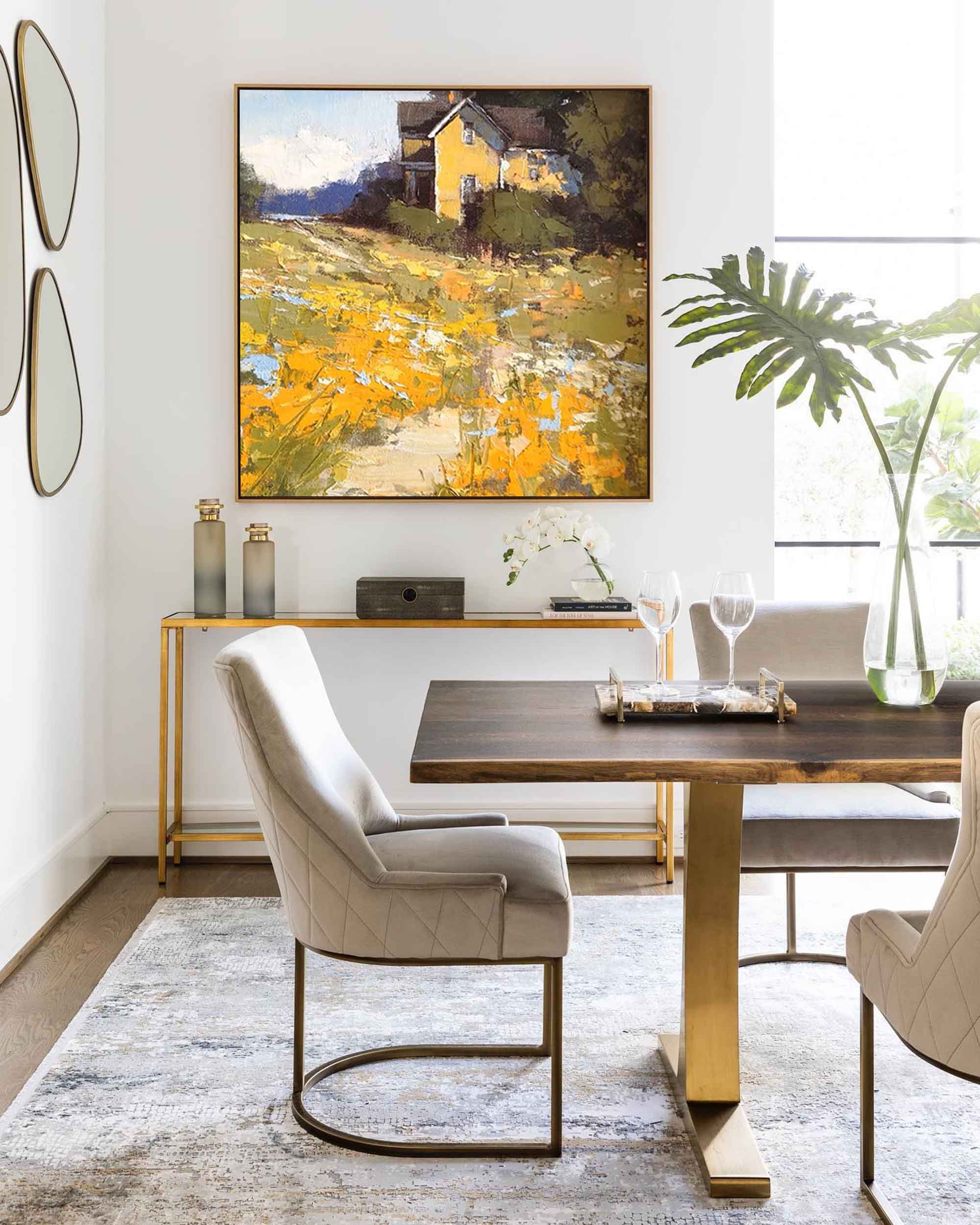 Wallart Rustic Cottage Landscape Oil Art