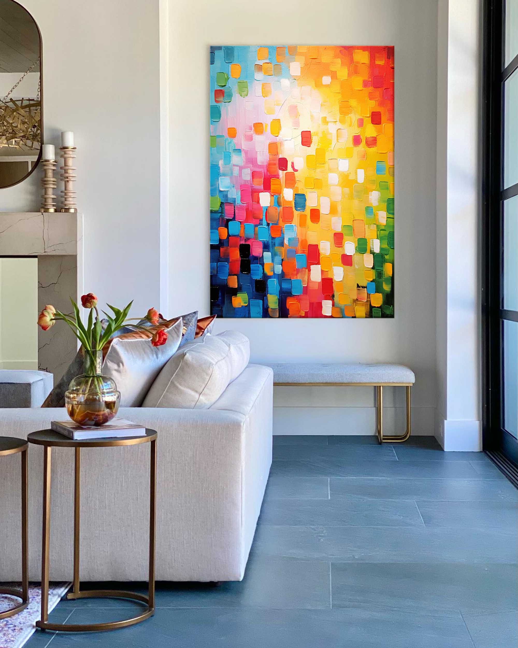 Wallart Vivid Mosaic Color Burst Canvas