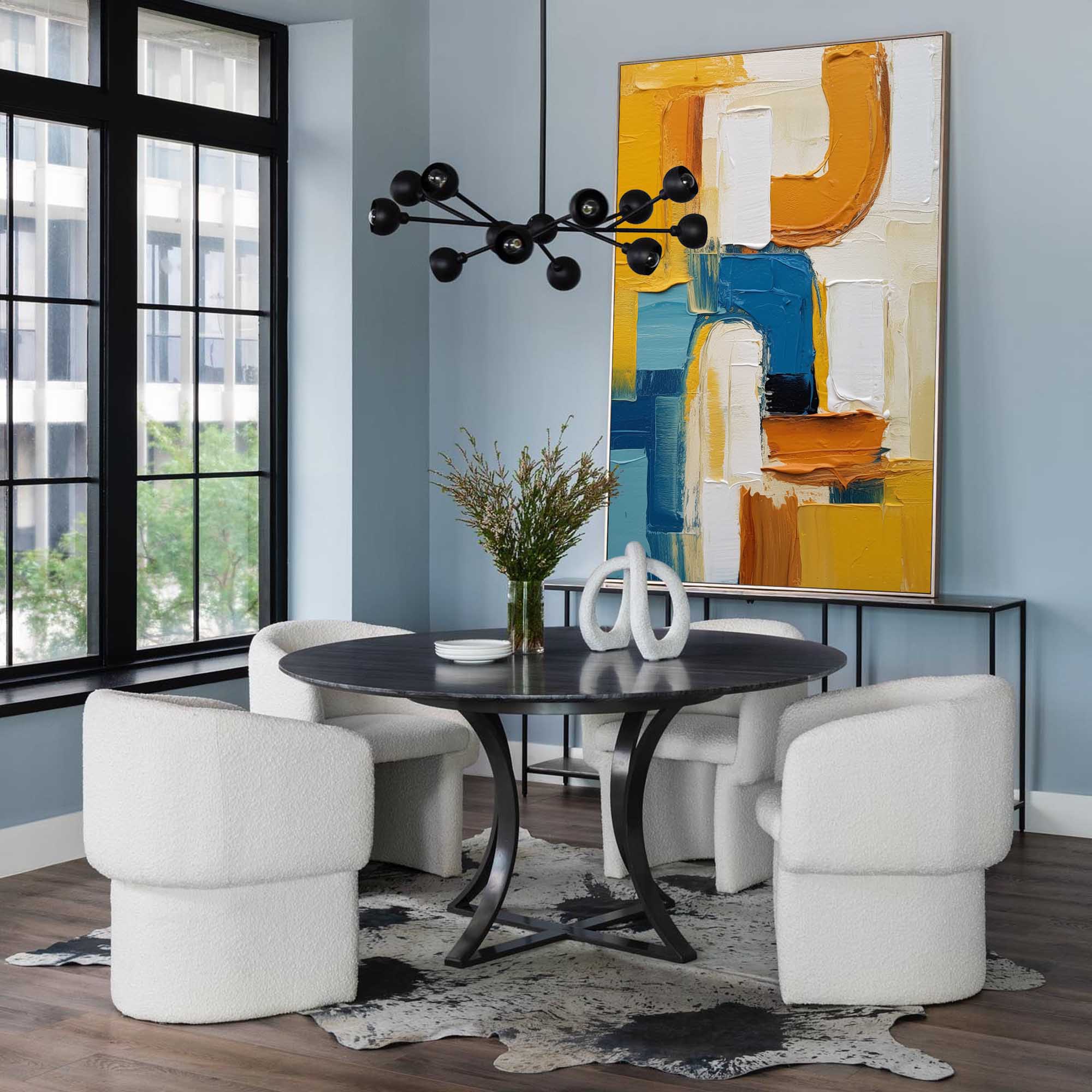Wallart Curved Paths in Blue and Amber