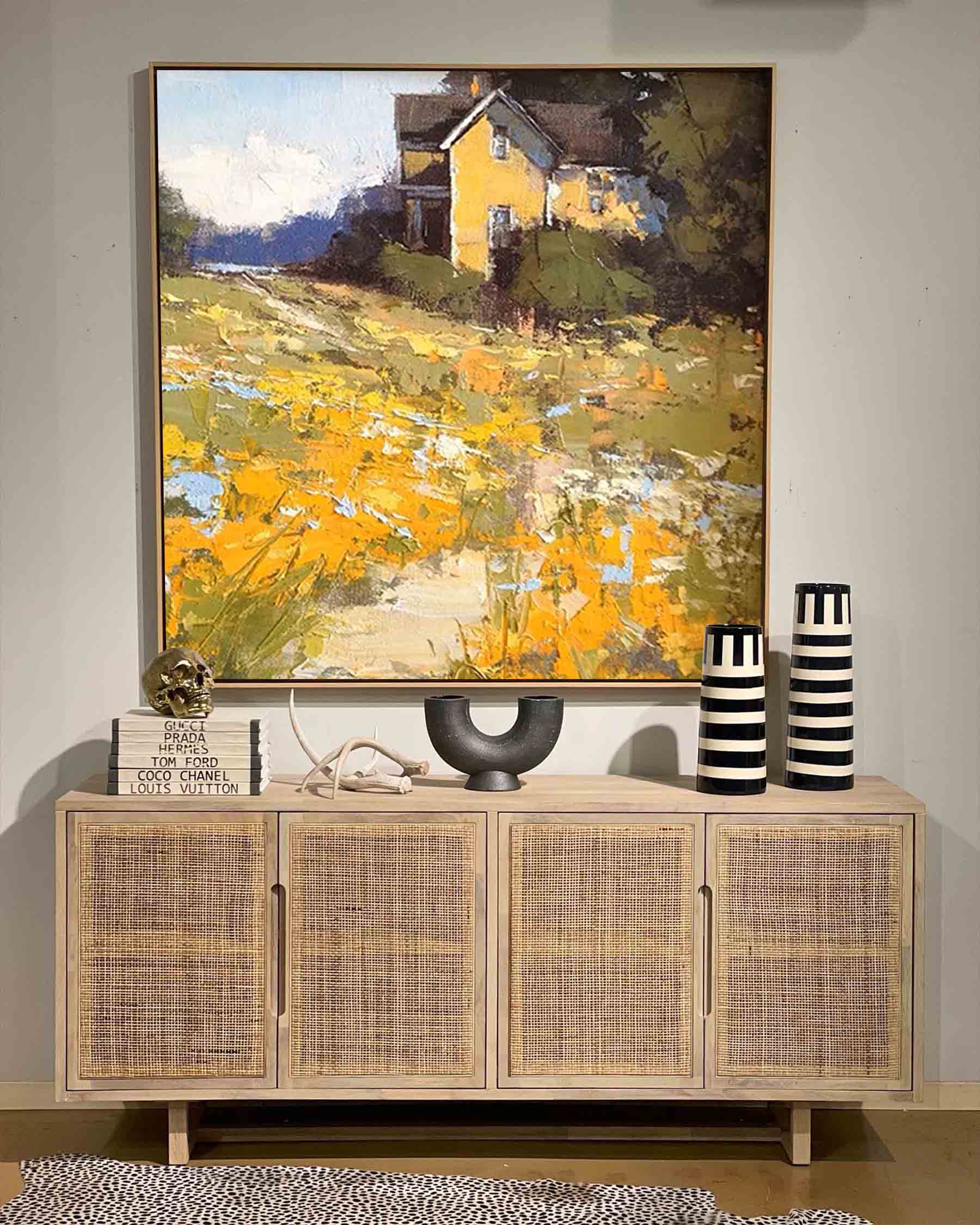 Wallart Rustic Cottage Landscape Oil Art