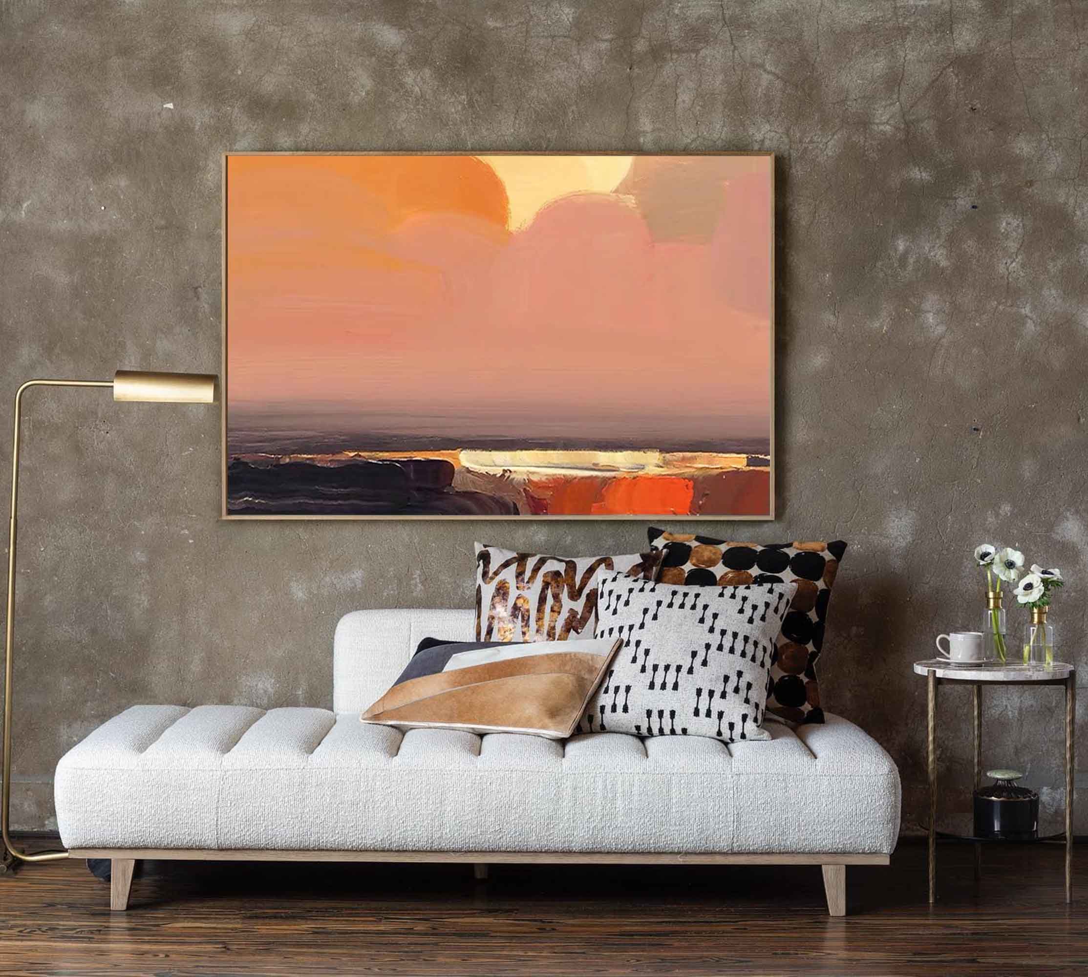 Wallart Serene Sunset Abstract Oil Art