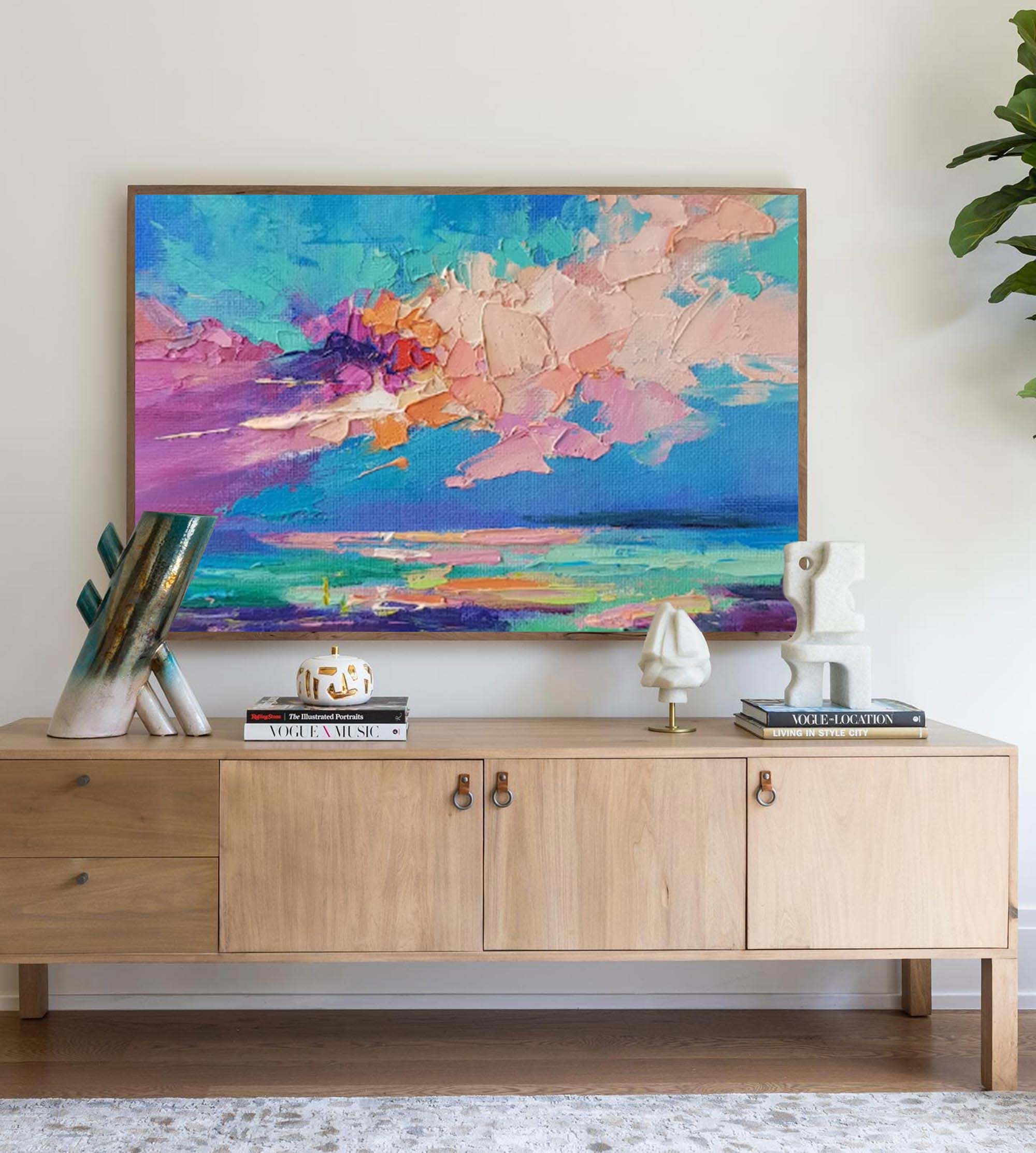 Wallart Vibrant Abstract Sky and Sea Art