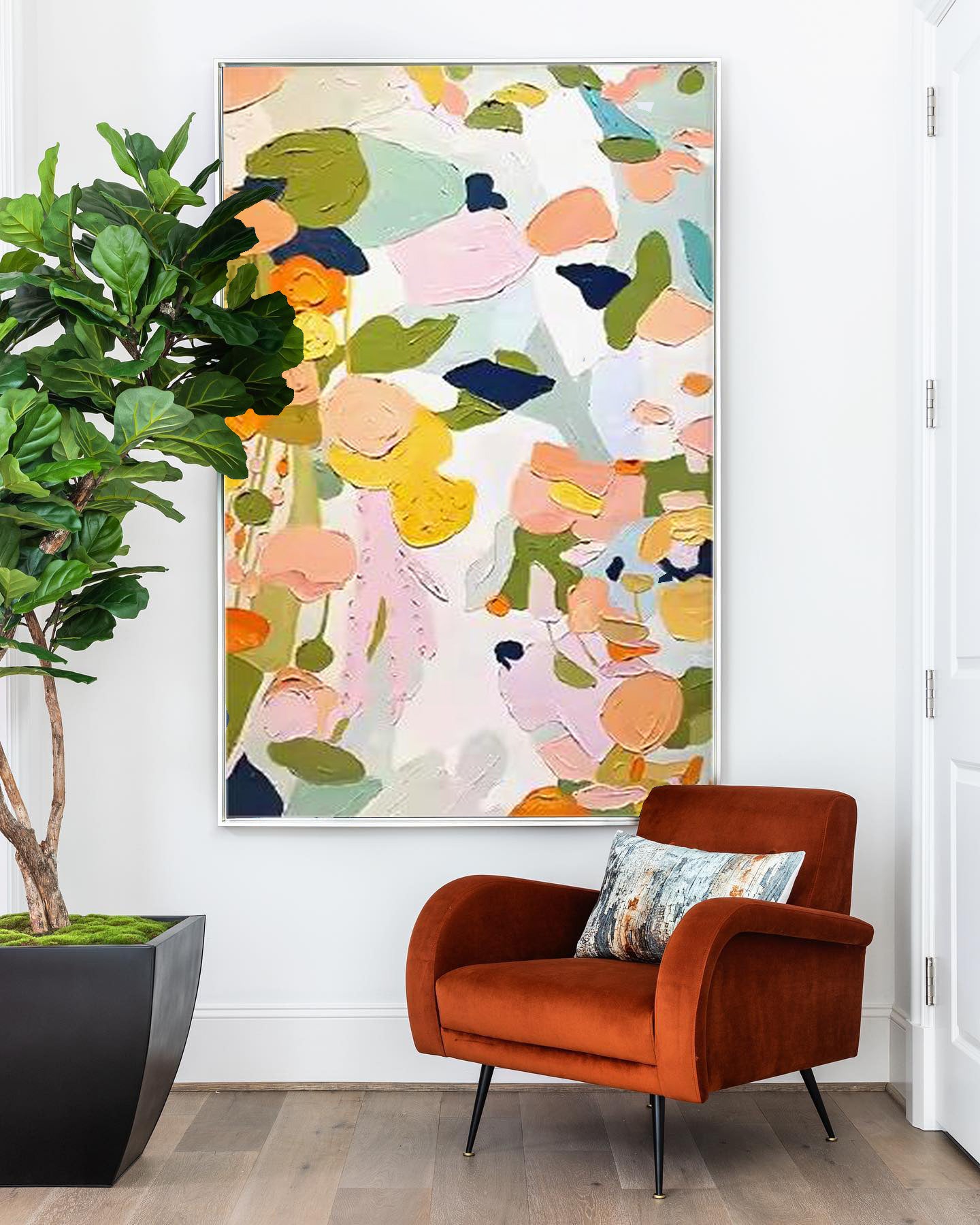Wallart Colorful Floral Abstract Texture Art