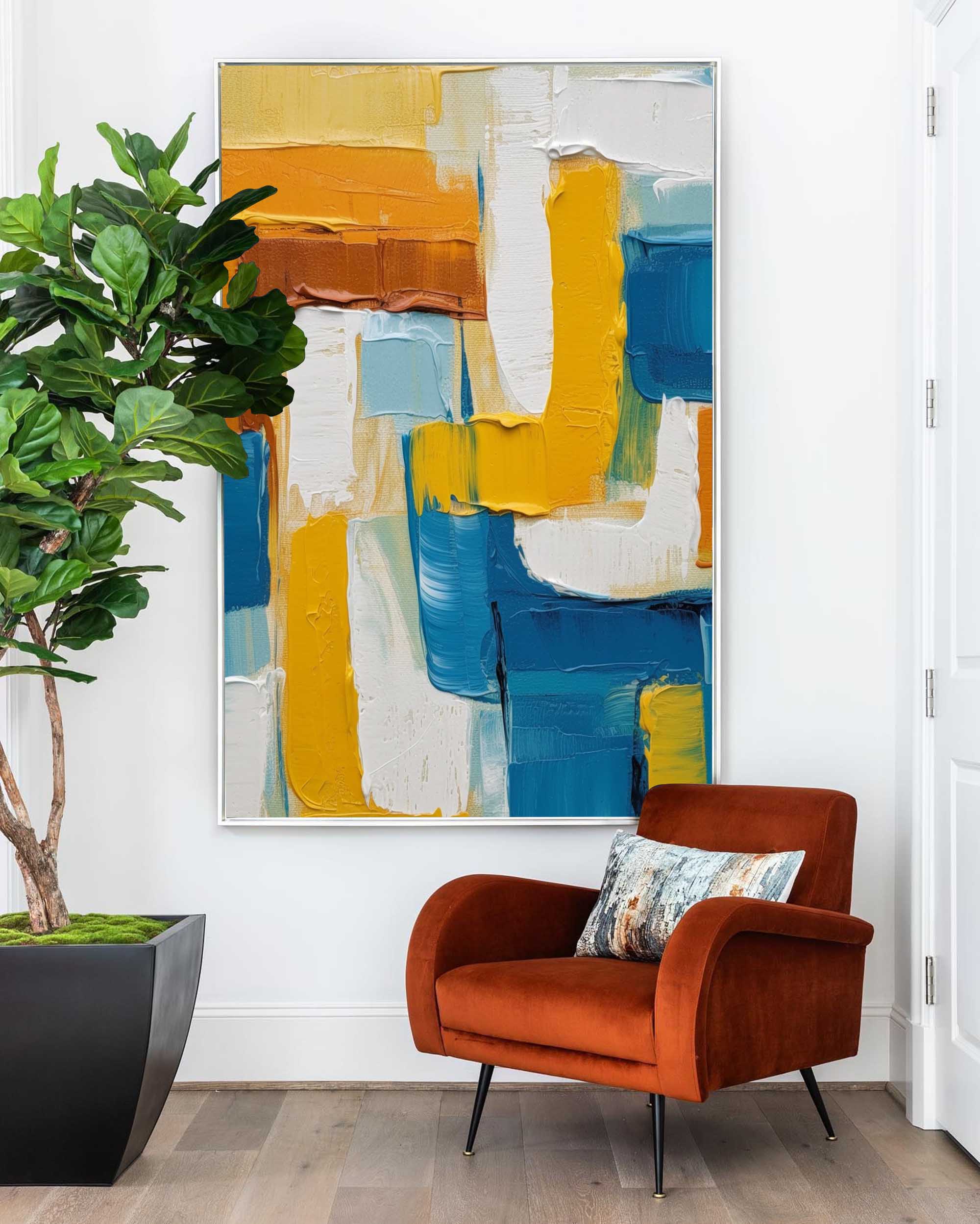 Wallart Layered Harmony in Blue and Gold