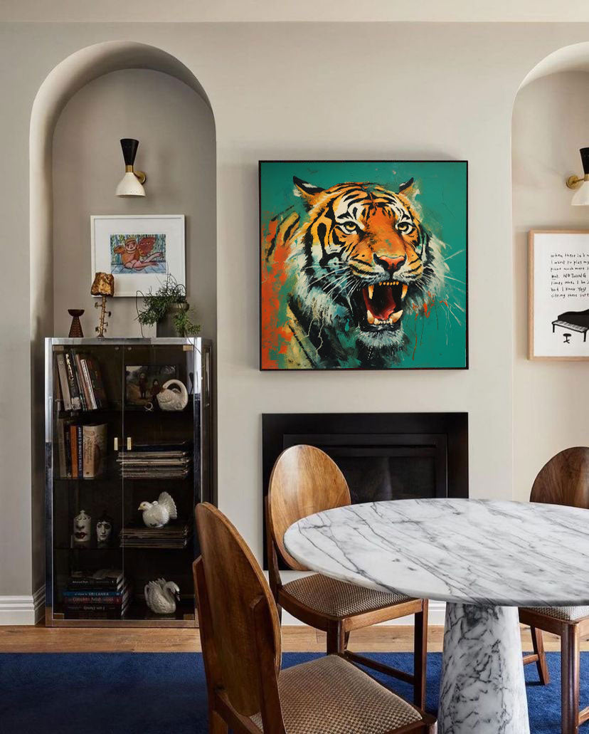 Wallart Fierce Tiger Roar in Bold Colors