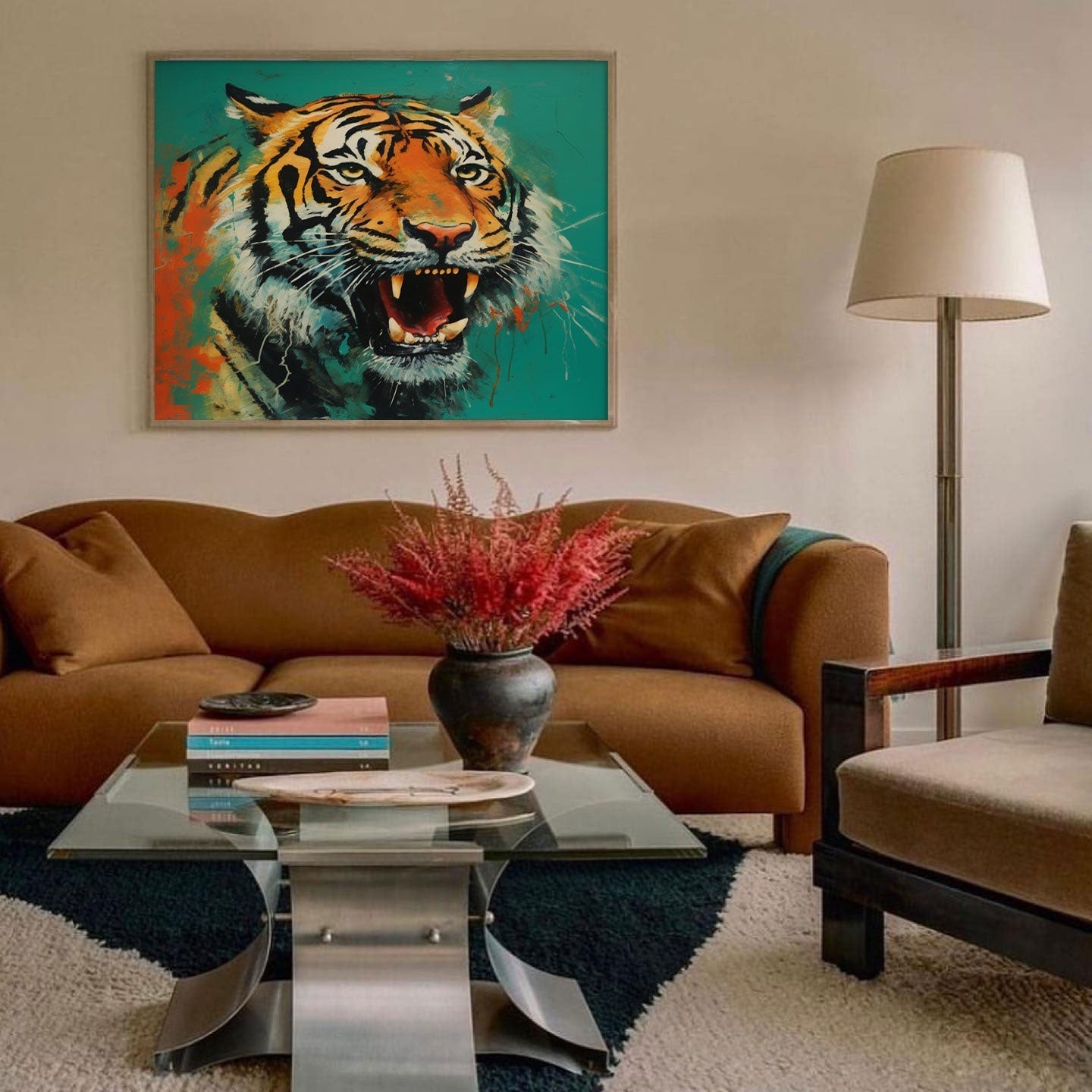 Wallart Fierce Tiger Roar in Bold Colors