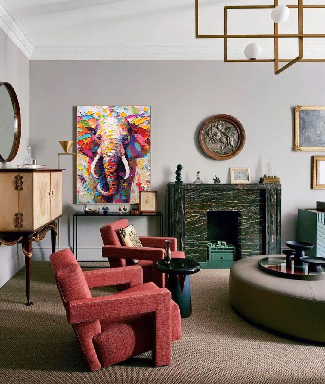 Wallart Colorful Majestic Elephant Art