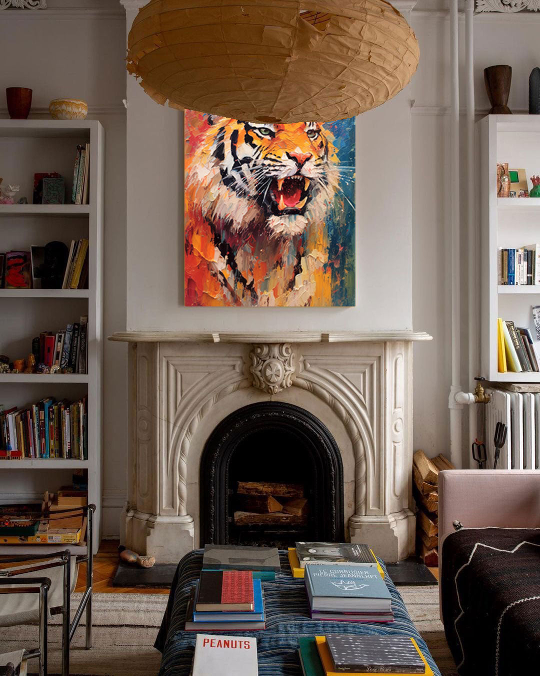 Wallart Fiery Tiger in Dynamic Colors