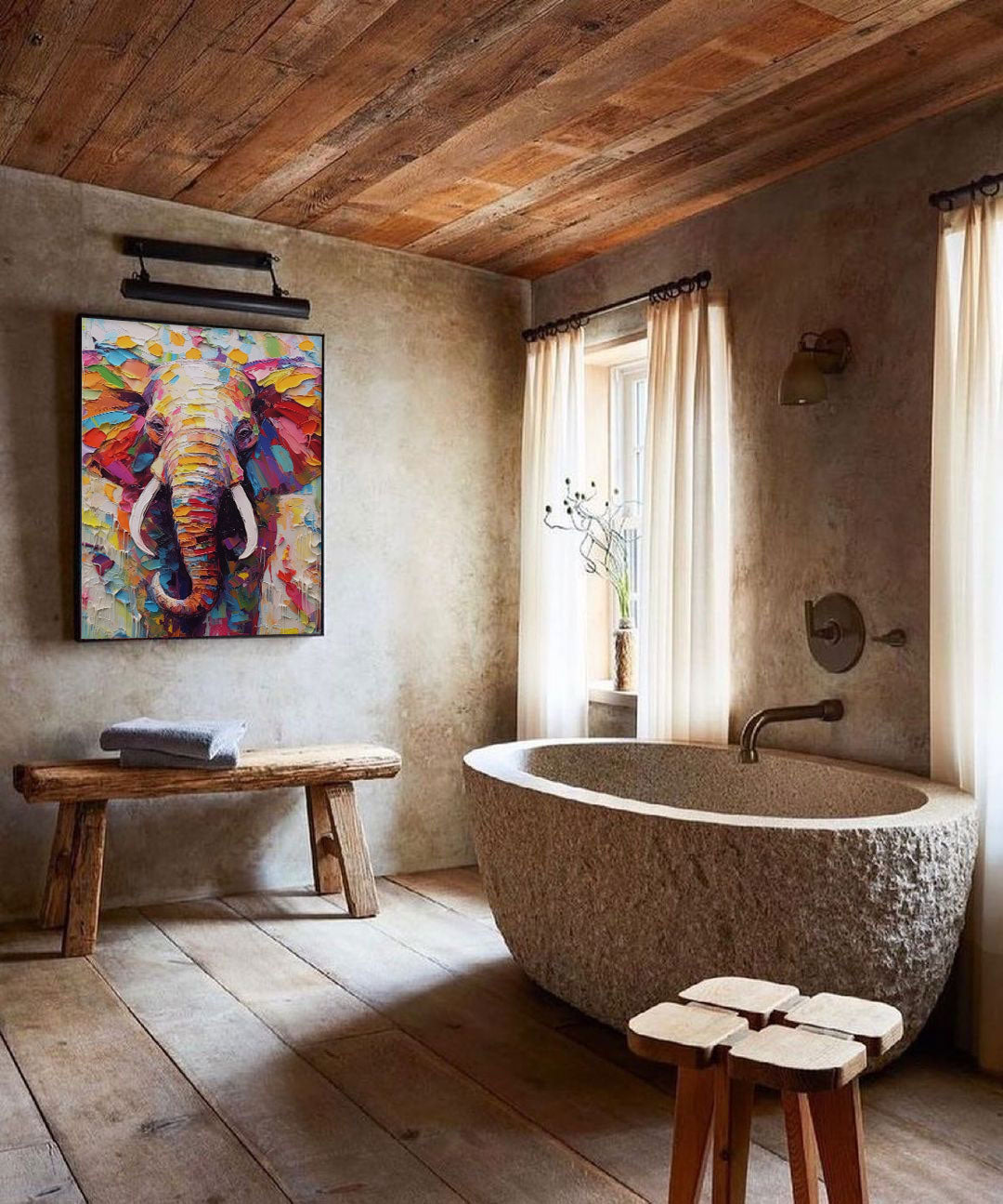 Wallart Colorful Majestic Elephant Art