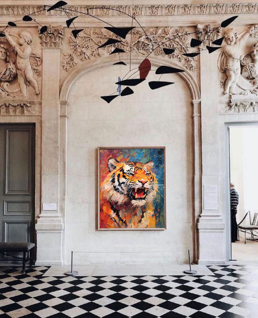 Wallart Fiery Tiger in Dynamic Colors