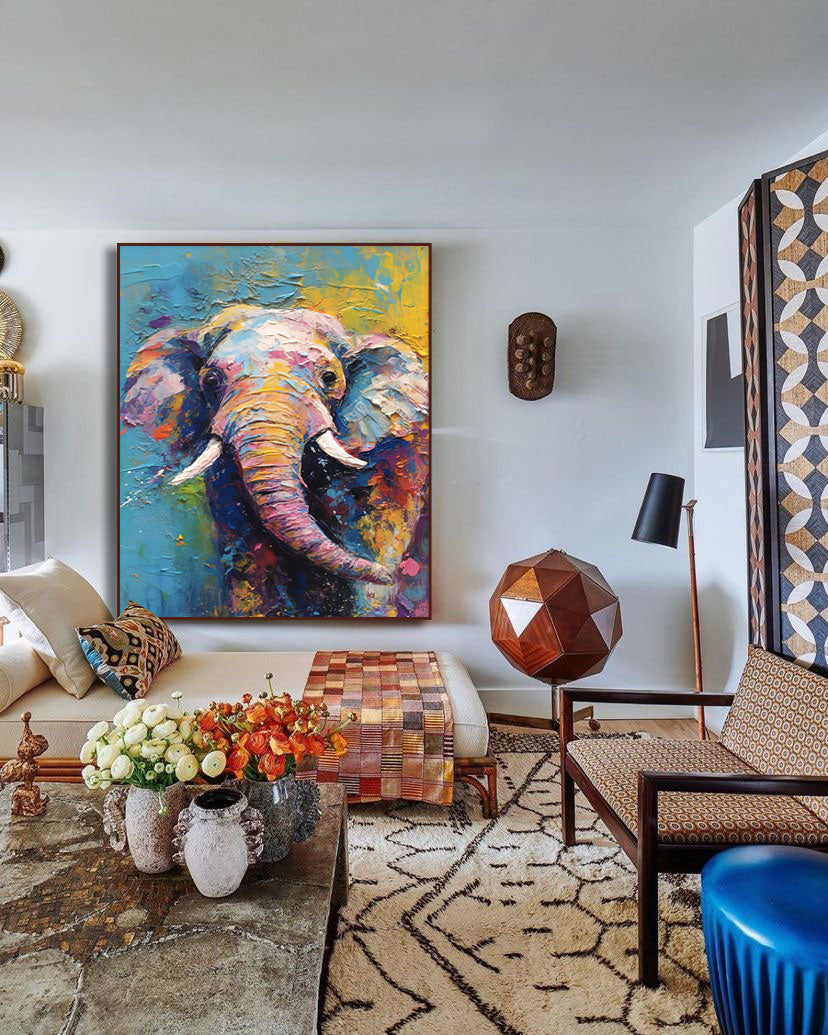 Wallart Whimsical Elephant in Vibrant Hues